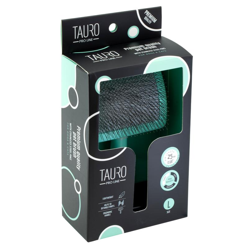 Tauro Pro Line Plastic Brush - Mint Green, Thin & Hard Bristles, Large Size 6.9x4.2x2.4 Inches - Perfect for Pet Grooming, Makeup Application & Detailing Cars