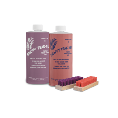 Star Brite 32oz Snappy Teak Cleaner & Restorer Kit (Includes #1 & #2) - Perfect for Boat, Deck & Outdoor Wood Furniture Restoration