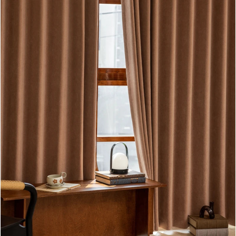 Aurora Heavy Chenille Textured Blackout Curtains for Bedroom - Thermal Insulated Noise Reducing Drapes for Living Room & Nursery (Custom Size Available)