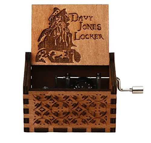 Hand Crank Wooden Davy Jones Locker Music Box - Pirates of the Caribbean Inspired Musical Gift Box (Wood) - Perfect for Disney Fans, Collectors & Home Decor