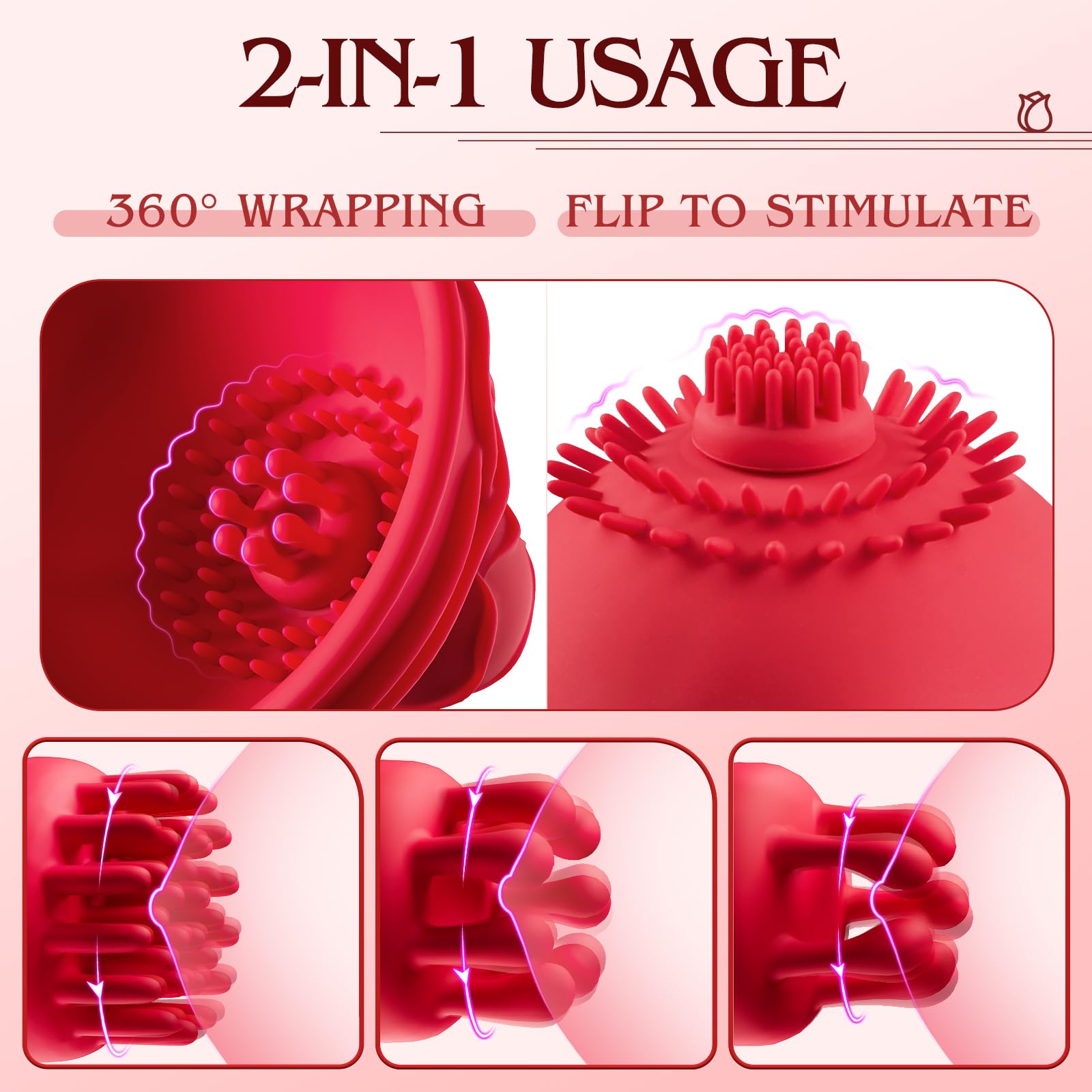 Rechargeable Wireless Nipple Clamps with 10 Powerful Rotation Modes - Rose Sucking Stimulator Sex Toy for Women & Couples, Adult Pleasure Toys for Sensual Play & Intimate Moments (Red) - Perfect for Bedroom Fun, Couples Bonding & Spicing Up Your Love Life