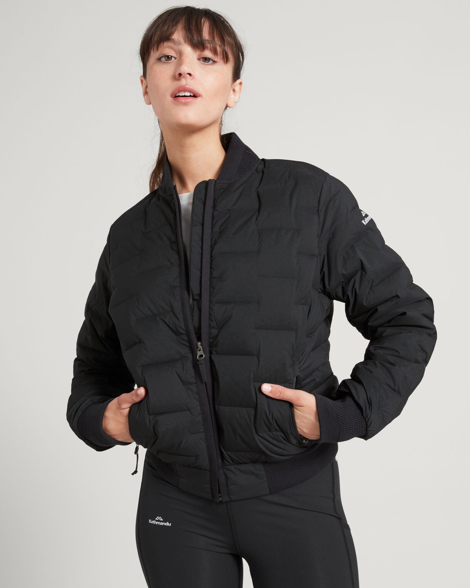 Women's Federate Stretch Down Bomber Jacket - Lightweight Warm Winter Coat, Water-Resistant Outerwear for Casual & Street Style (Black) | Perfect for Daily Commute, Outdoor Activities & Fashion Layering