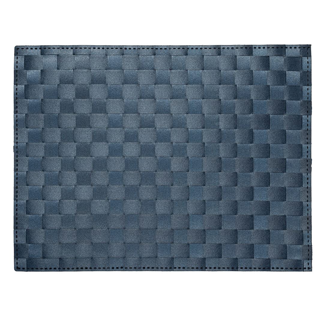 Restaurantware Macroweave 16 x 12 Inch Woven Plastic Placemats Set of 6 - Durable Navy Blue Rectangle Table Mats for Easy Cleaning | Ideal for Home Dining, Restaurants & Outdoor Entertaining