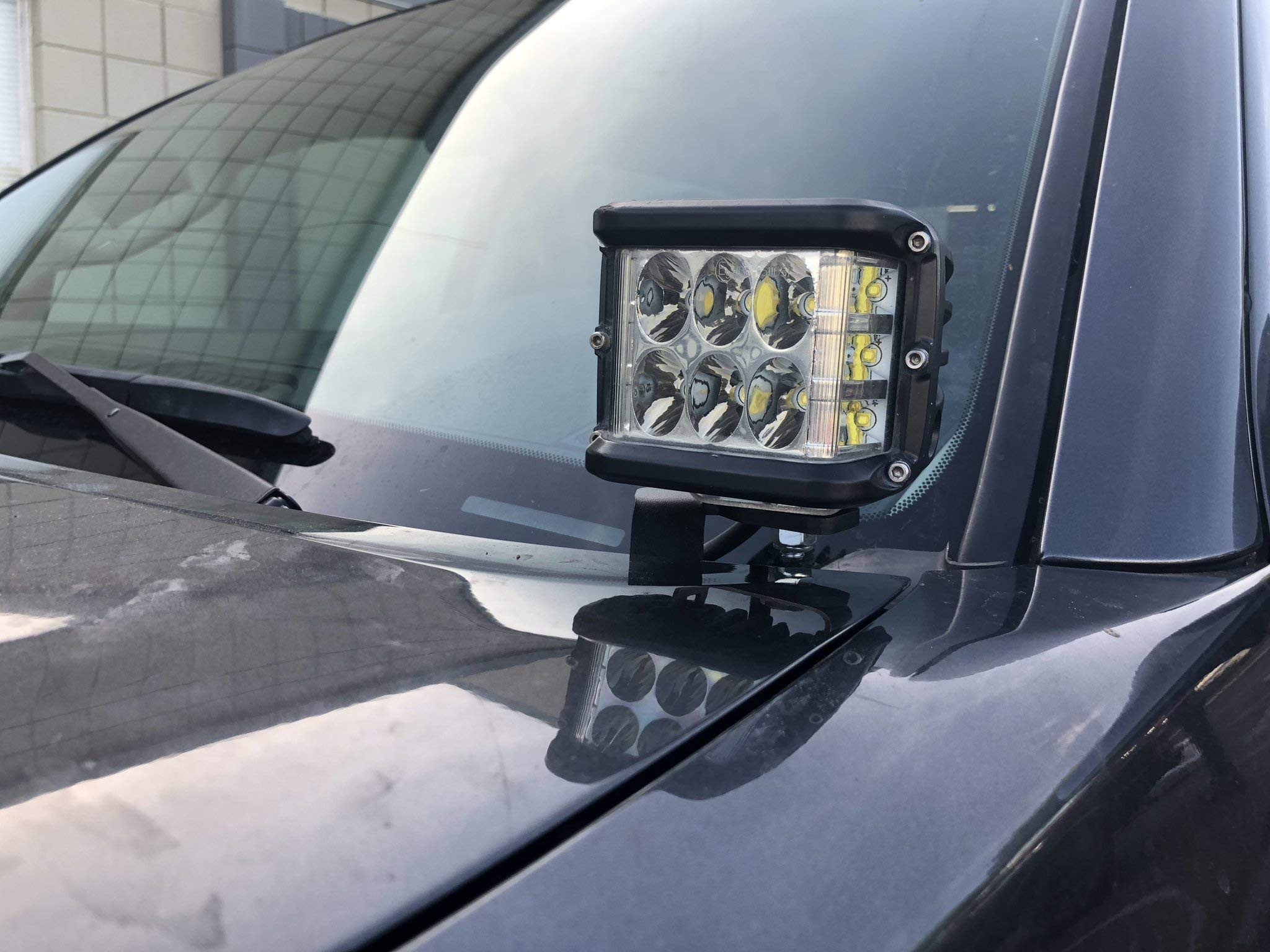 Cali Raised LED Profile Ditch Light Brackets Kit for 2005-2015 Toyota Tacoma - 3x2 18W LED Pods with Wiring Harness & Amber Backlight Switch - Off-Road Lighting for Night Driving, Camping & Adventure