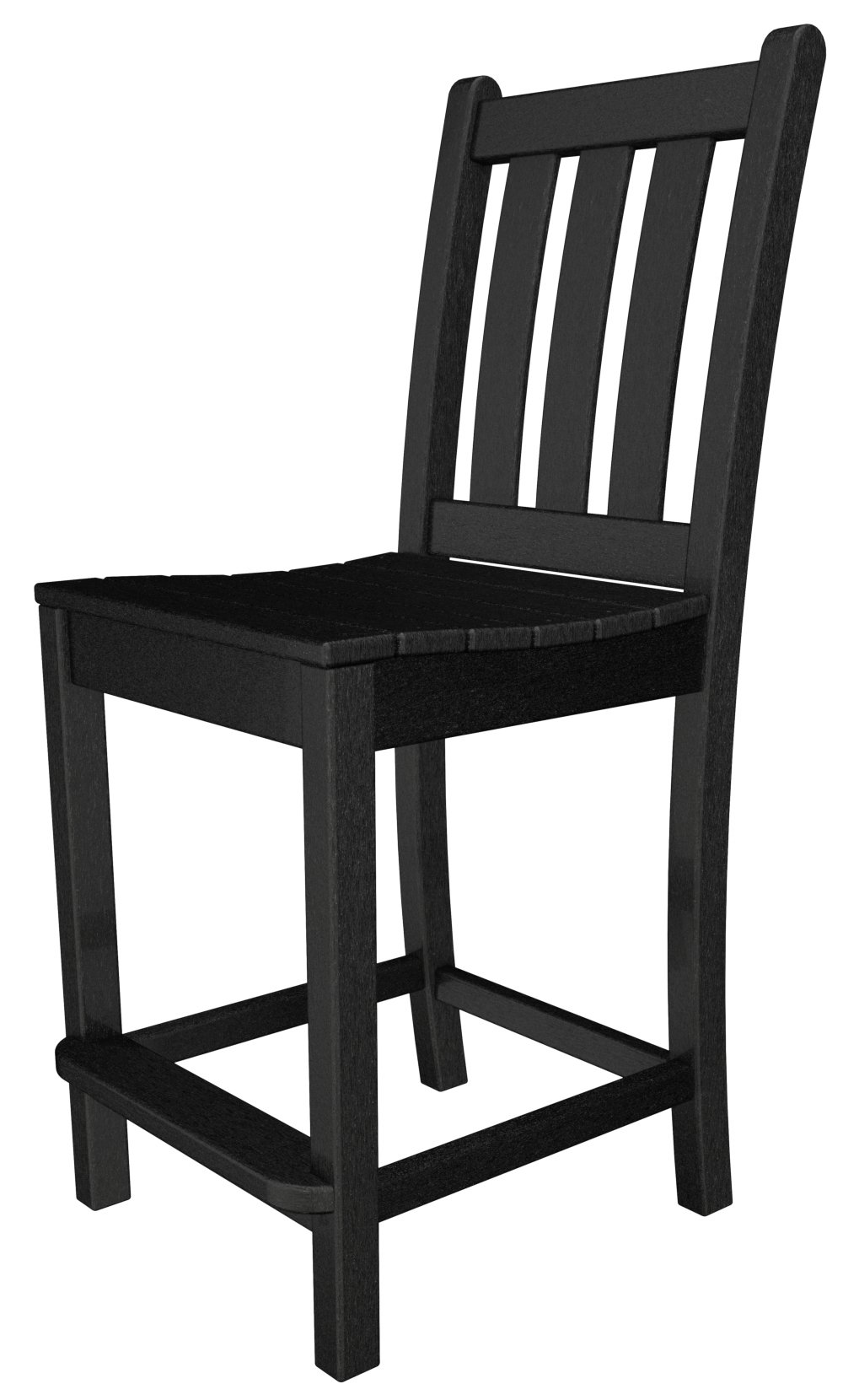 POLYWOOD® Black Traditional Garden Counter Chair - Durable Outdoor Dining Furniture for Patio, Deck, and Poolside Use
