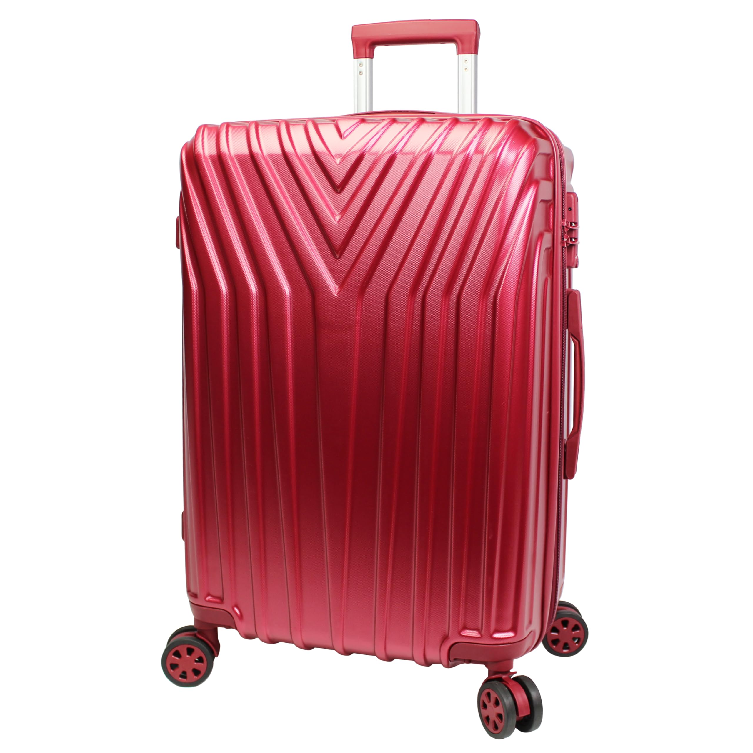World Traveler Skyline Hardside Expandable Spinner Luggage with TSA Lock - Scratch-Resistant Burgundy Suitcase, 24-inch - Perfect for International Flights & Business Travel