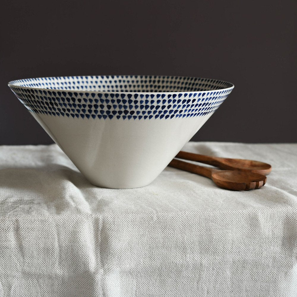 Premium Indigo Drop Serving Bowl - Elegant Ceramic Dish for Salads, Pasta & Entertaining - Perfect for Dinner Parties & Family Gatherings