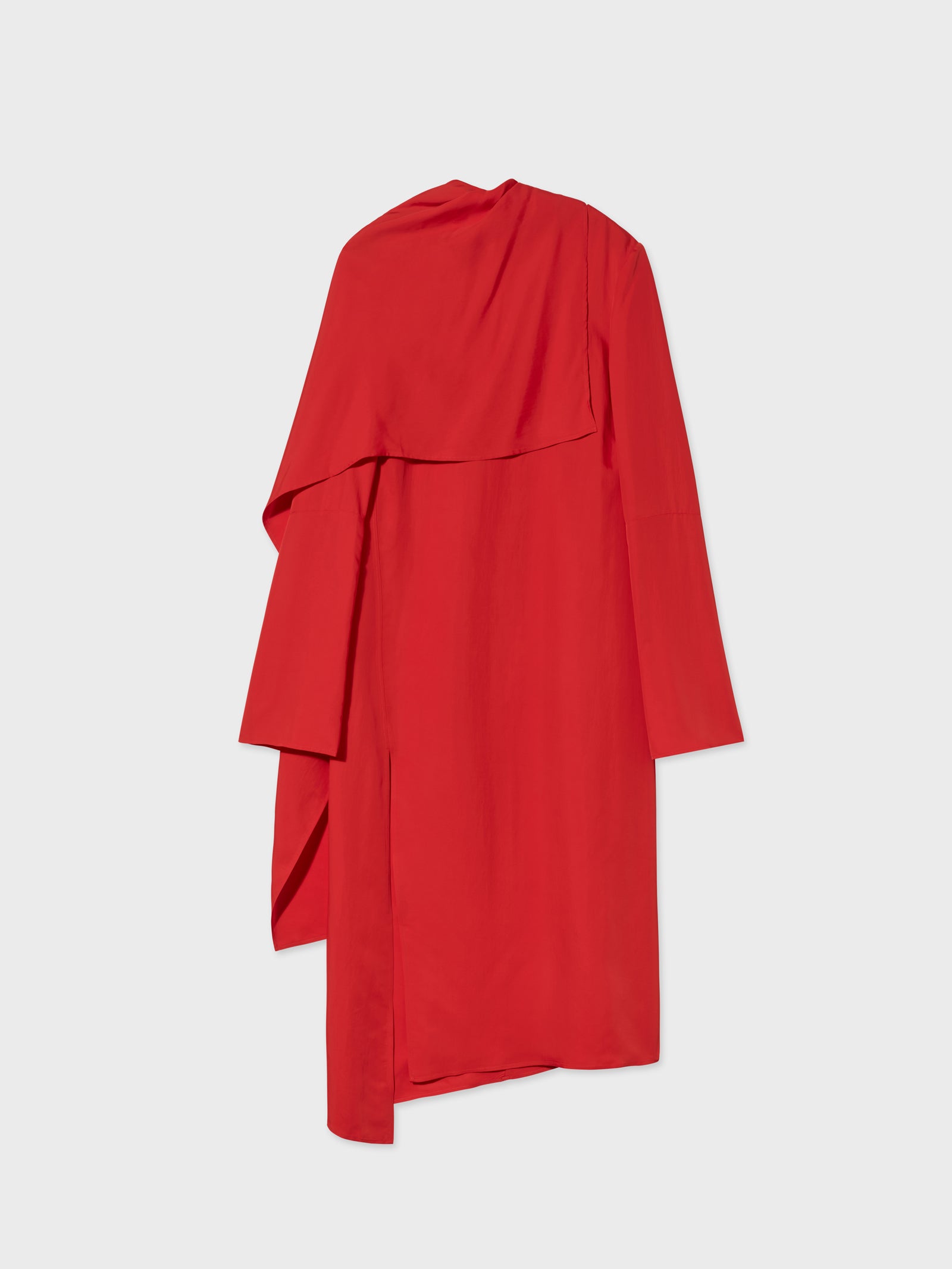 Elegant Red Shawl Midi Dress for Women - Flowy Wrap Dress for Party, Wedding & Special Occasions
