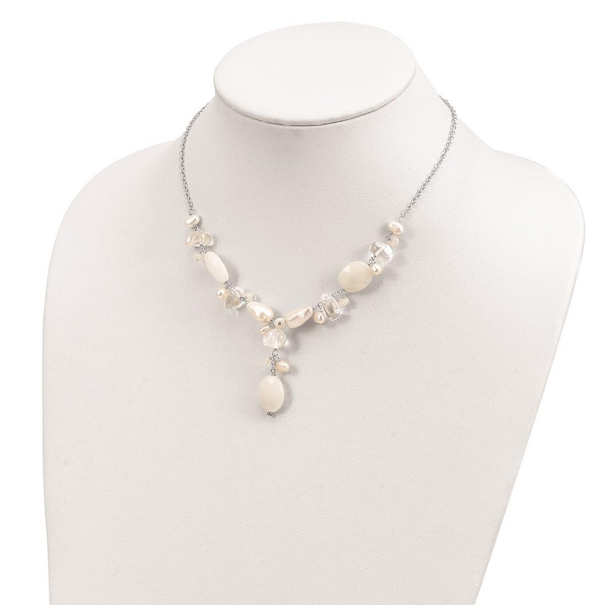 Celestial Moonstone & Freshwater Pearl Necklace for Women - 16