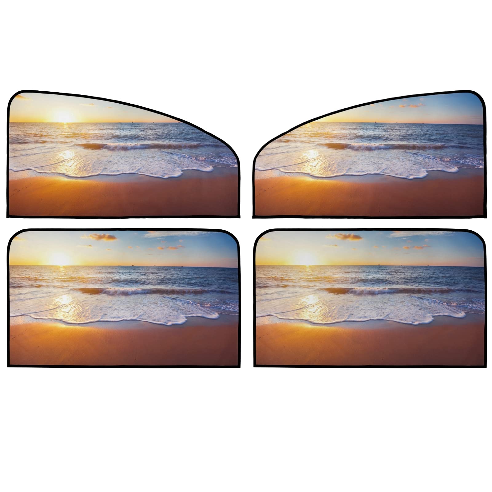 Sunset & Sea Magnetic Car Window Sun Shades - UV Protection & Privacy for Kids - Set of 4 - Perfect for Road Trips & Baby Naps