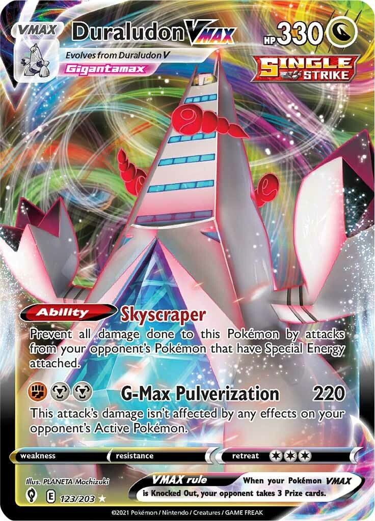 Duraludon VMAX Pokemon Card - SWSH07 123/203 - Collectible Trading Card for Battles & Display