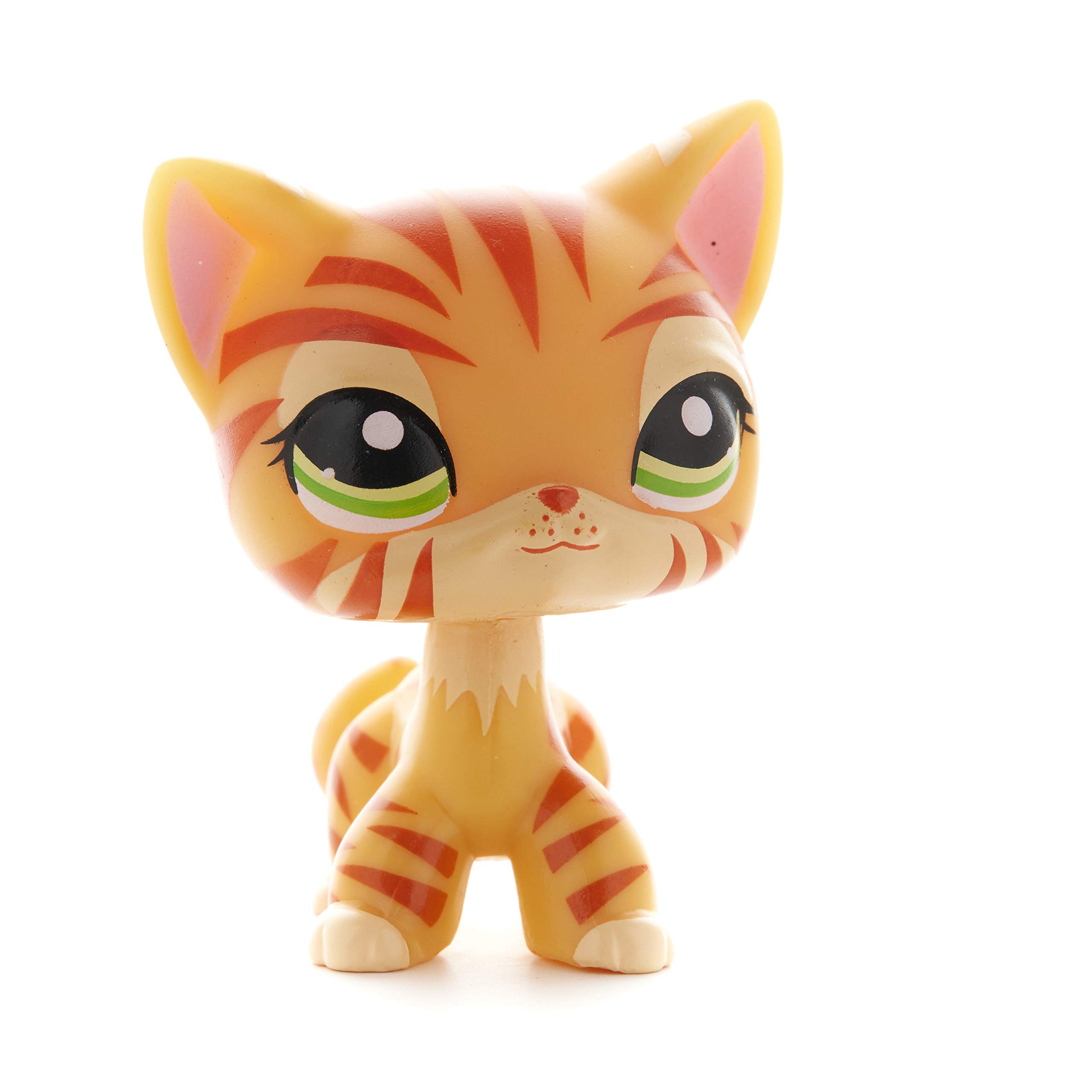 Short Hair Cat Toy - Cute Orange Tiger Kitty with Green Eyes for Pet Collection | Mini LPS Toy for Kids | Perfect for Playtime, Gifts & Pet Enrichment