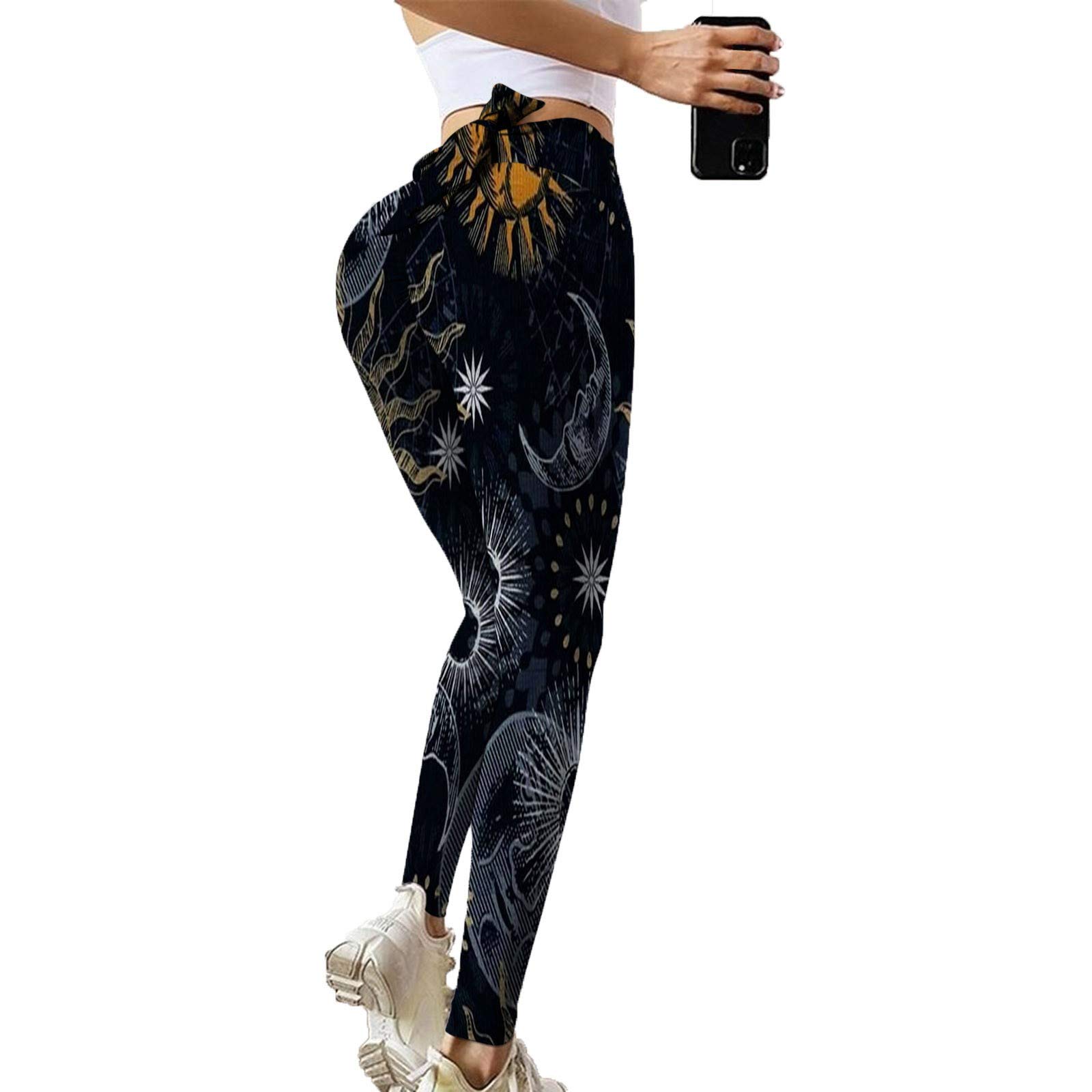 Aligament Women's High Waist Yoga Pants - Stretchy Printed Fitness Leggings for Workout & Running | Perfect for Yoga, Gym & Casual Wear