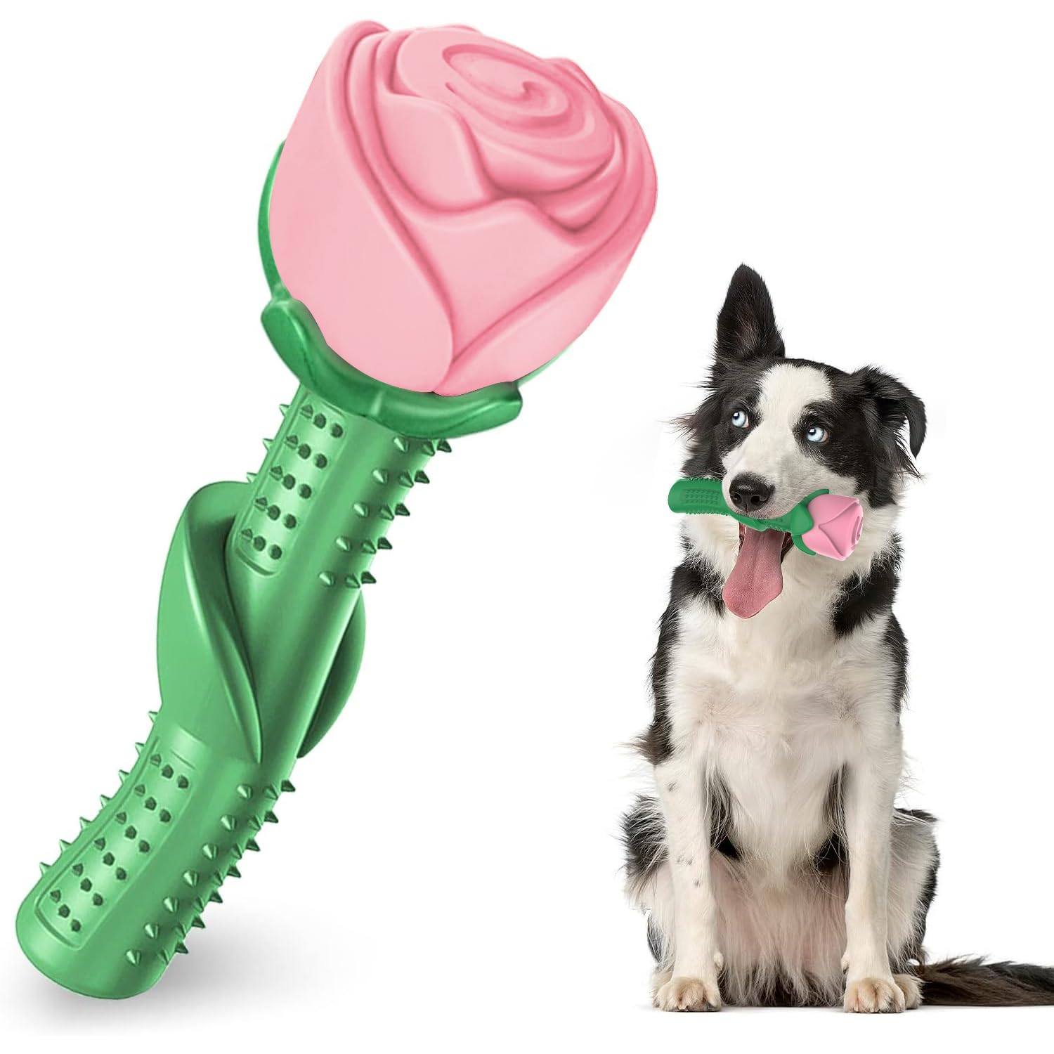 Durable Dog Chew Toys for Aggressive Chewers - Interactive Pet Training Toys with Teeth Cleaning Benefits (Champagne & Rose Colors) - Perfect for Playtime, Training Sessions, and Dental Care