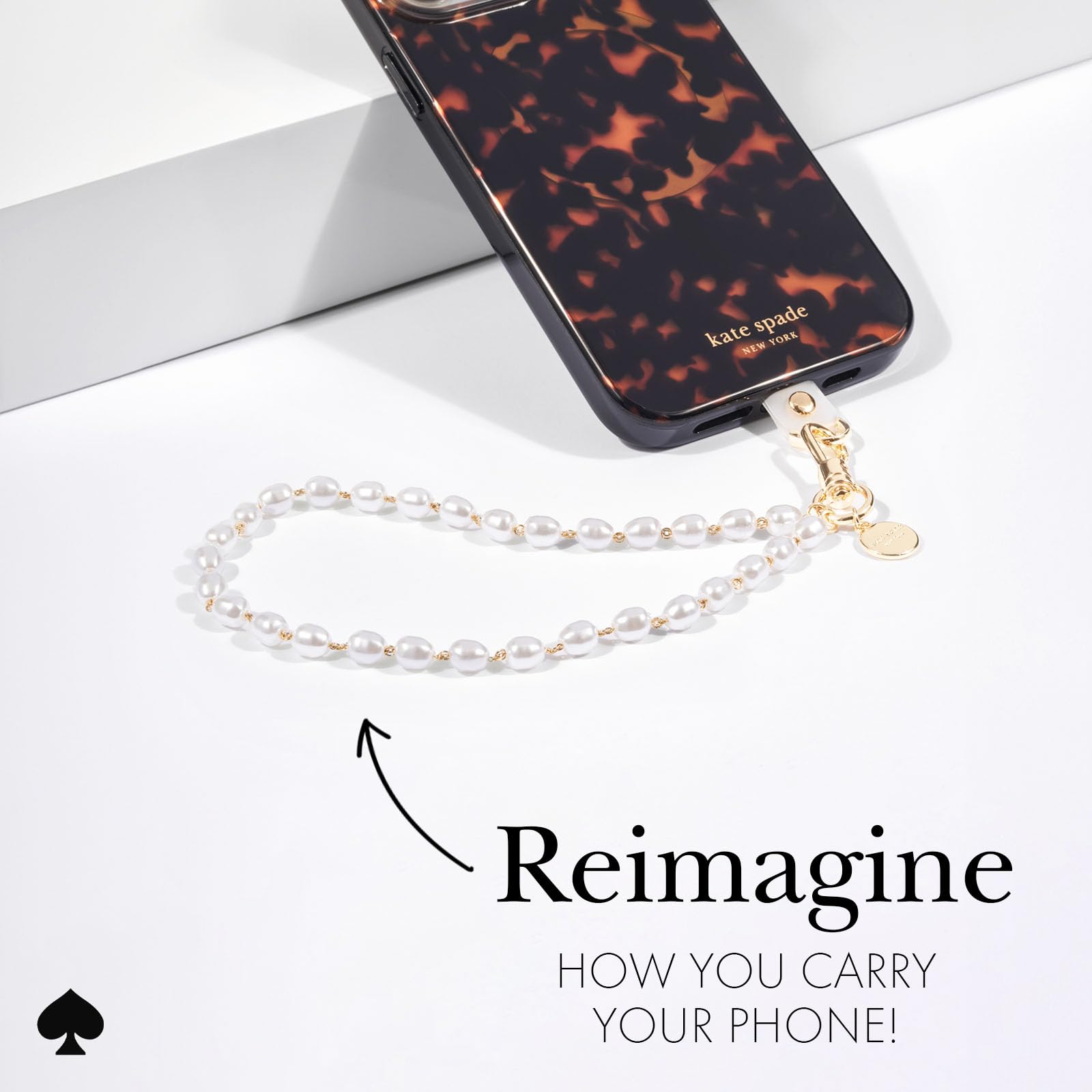Kate Spade New York Detachable Phone Charm & Lanyard - Sea Pearl Design for iPhone & Android - Perfect for Work, Travel & Everyday Use