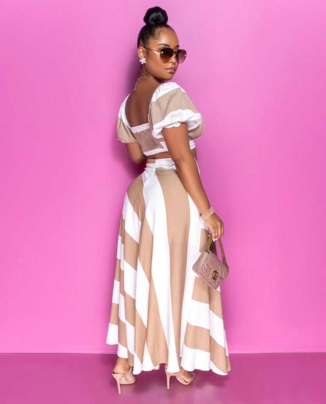 Maribella Women's Crop Top & Maxi Skirt Set - Summer Boho Outfit for Beach, Vacation & Casual Wear