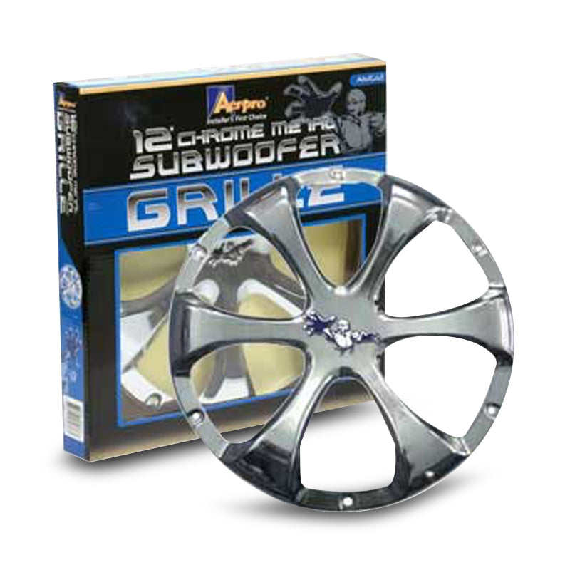 Aerpro AMG12 12-Inch 305mm Chrome Subwoofer Grille for Car Audio - Perfect for Aftermarket Sound Systems & Vehicle Customization