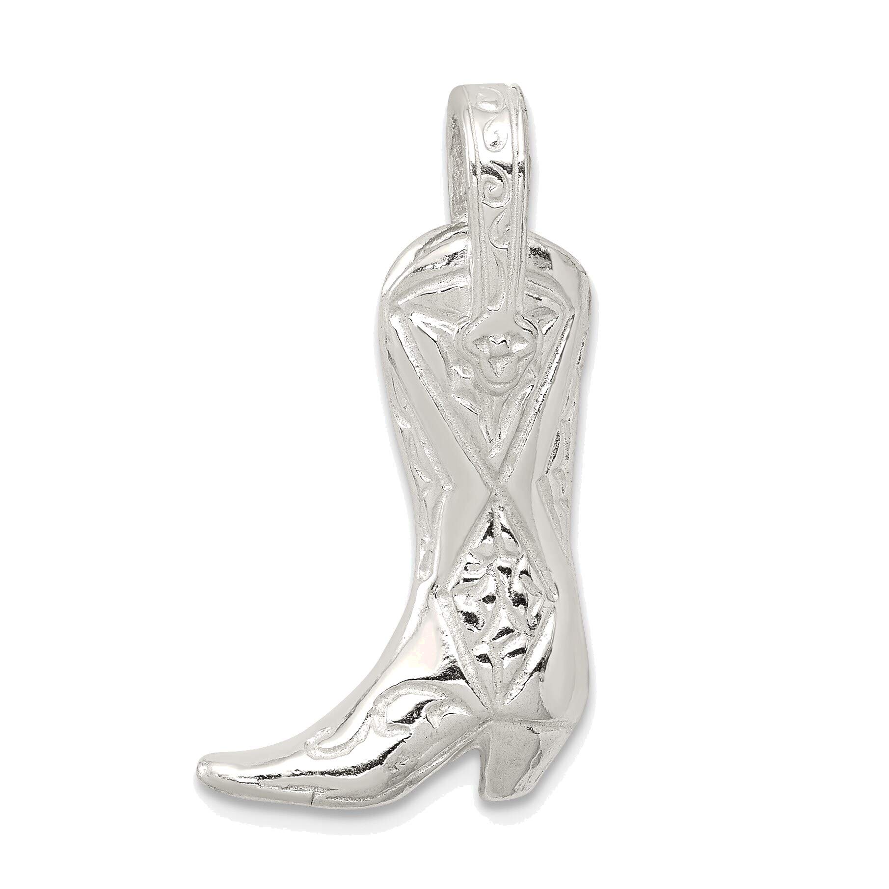 Bonyak Sterling Silver Cowboy Boot Charm Pendant - Western Style Jewelry for Necklace, Bracelet & Gift - Perfect for Country Music Fans, Rodeo Lovers & Western Fashion