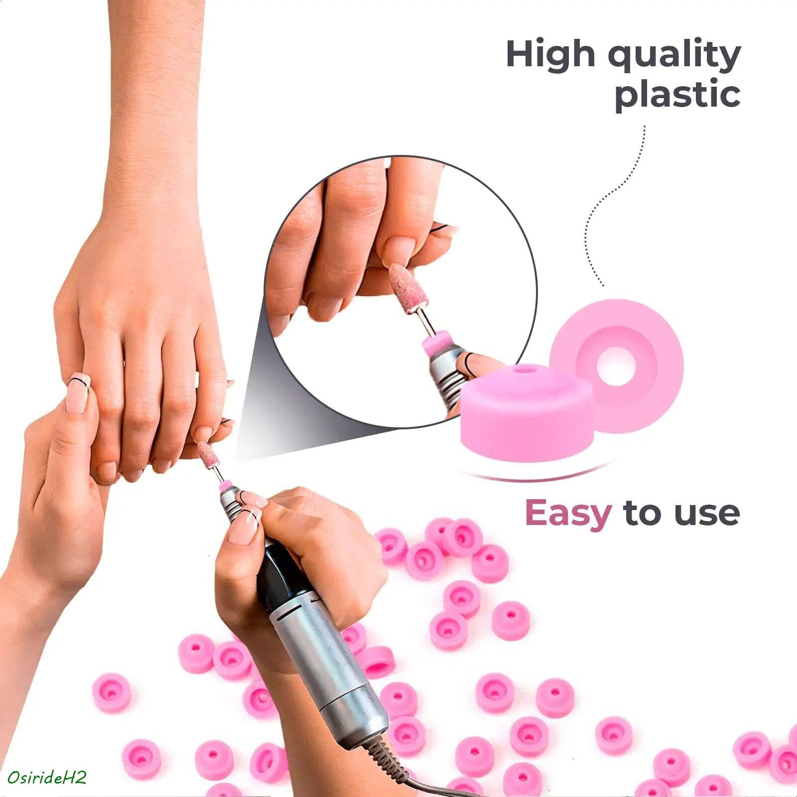 OSIRIDEH2 Nail Drill Dust Guard - 10pcs Pink for Nail Art & Salon Use
