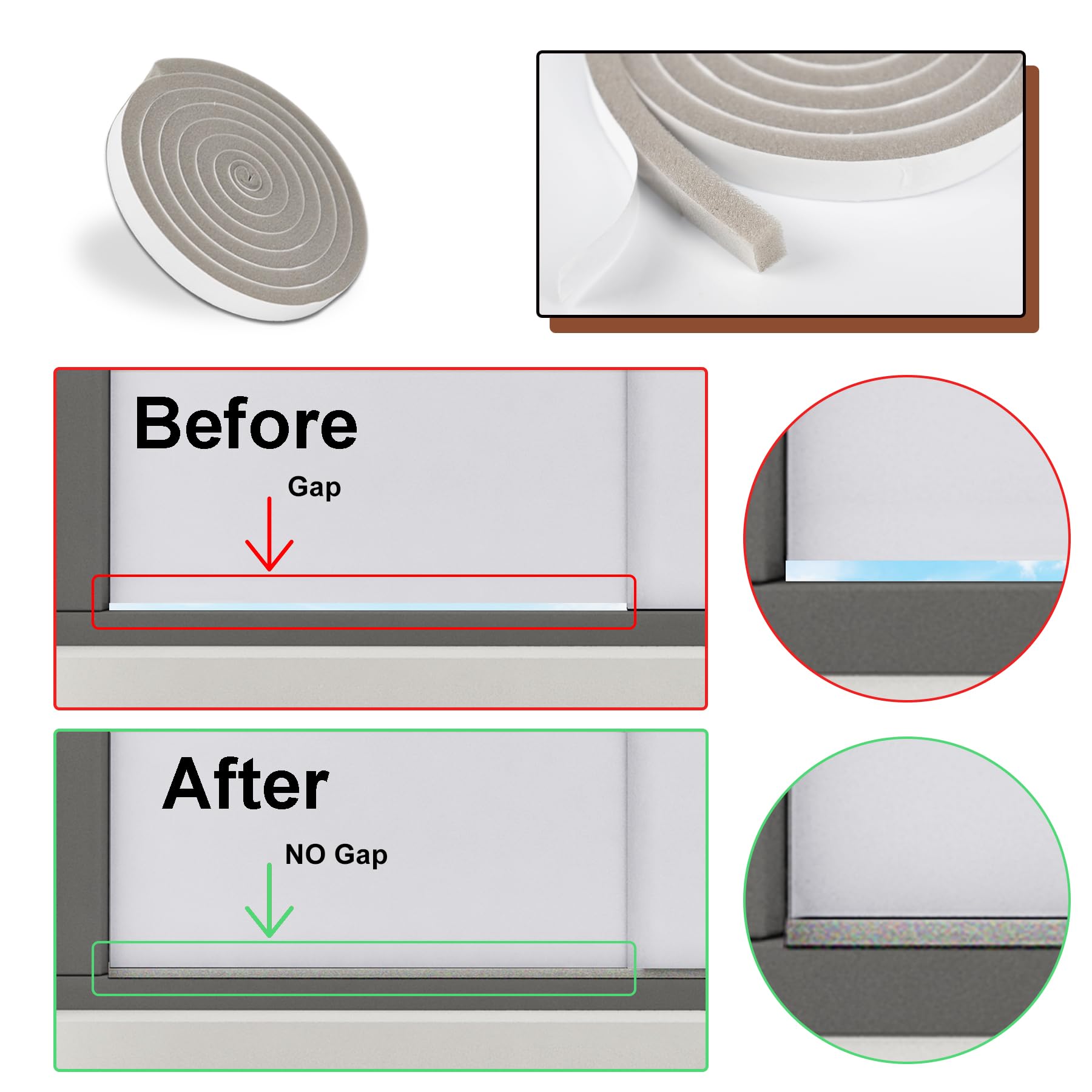 BJADE'S 5.9 Inch Dual Hose Portable Air Conditioner Window Seal Kit - Adjustable AC Exhaust Vent (17
