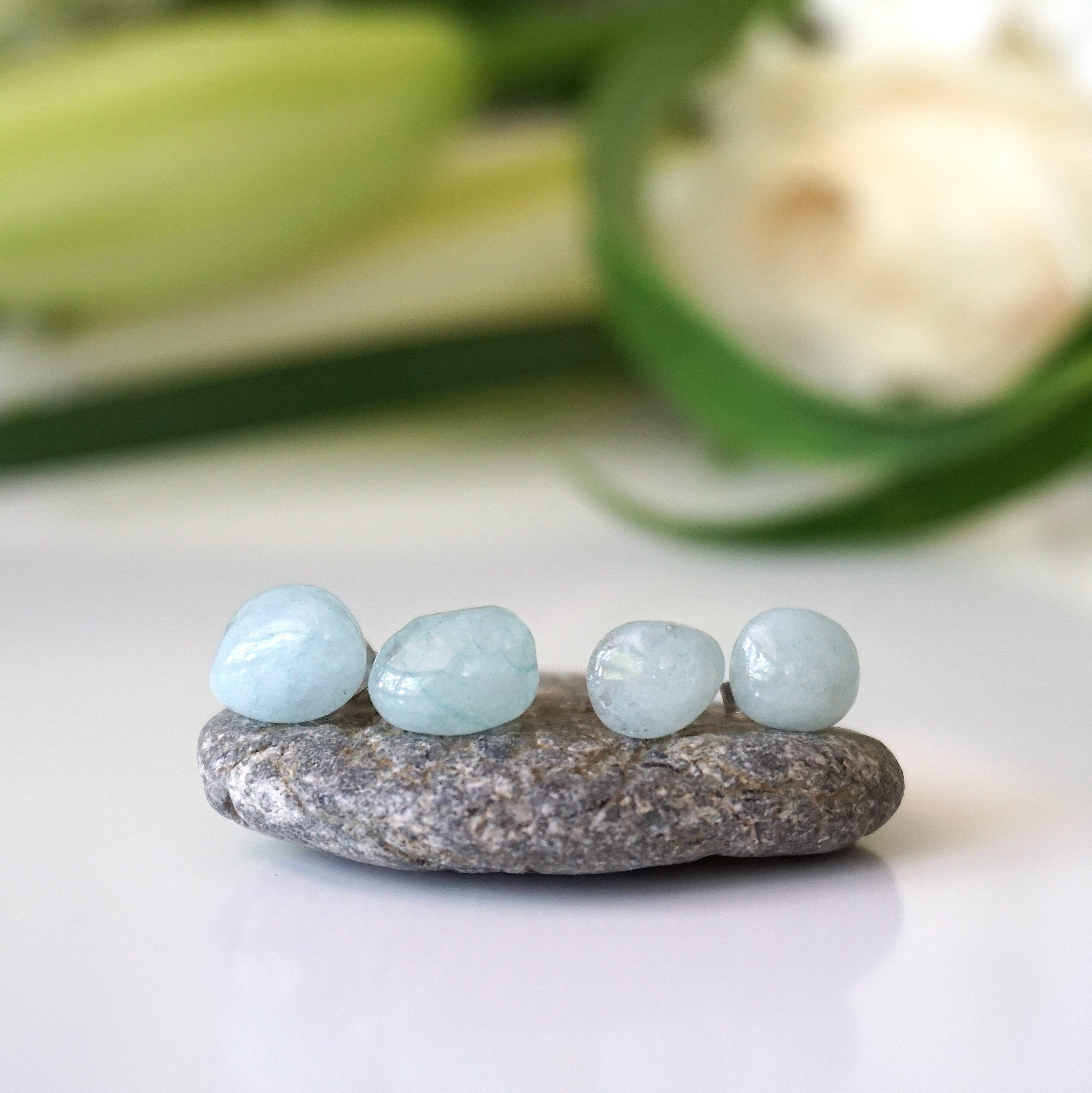Stunning Aquamarine Stud Earrings for Women – Hypoallergenic Post Earrings for Everyday Wear & Special Occasions