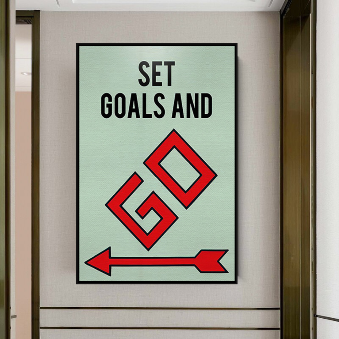 Alec Monopoly Set Goals and Go Play Card - Canvas Wall Art Decor for Home, Office & Game Room - Perfect Gift for Art Lovers & Board Game Fans