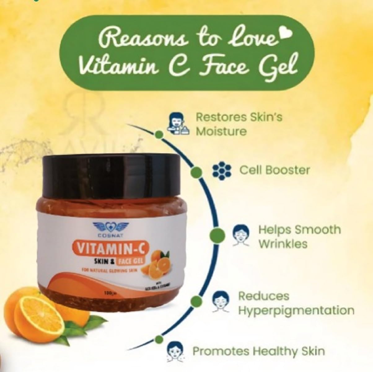 Vitamin C Face Gel for Men & Women - Brightening & Protective Skincare Solution for Radiant Glowing Skin (100g) | Daily Moisturizer & Anti-Aging Treatment for Face & Neck