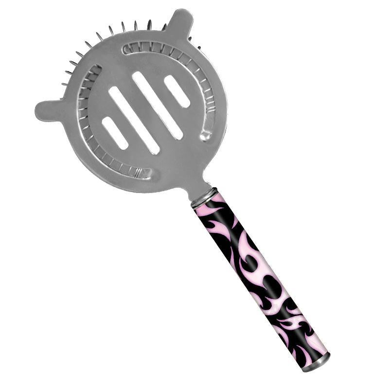 Premium Cocktail Strainer with Pipe Handle - Pink Flames Design for Bartenders & Home Mixologists | Perfect for Cocktail Parties, Home Bars & Professional Bartending