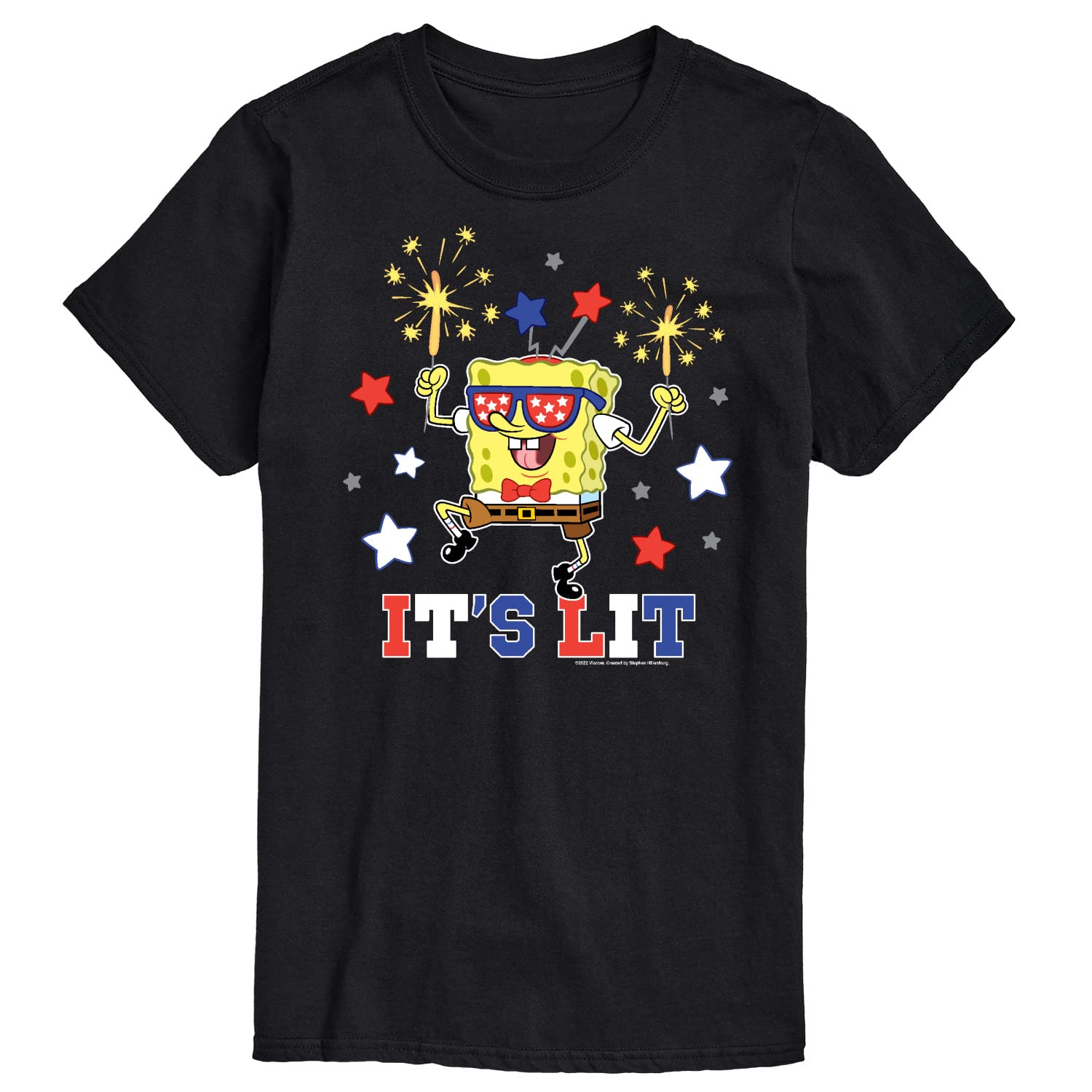 HYBRID APPAREL Spongebob Squarepants 'It's Lit' Men's Graphic T-Shirt - Cool Casual Short Sleeve Tee for Fans, Streetwear & Everyday Wear