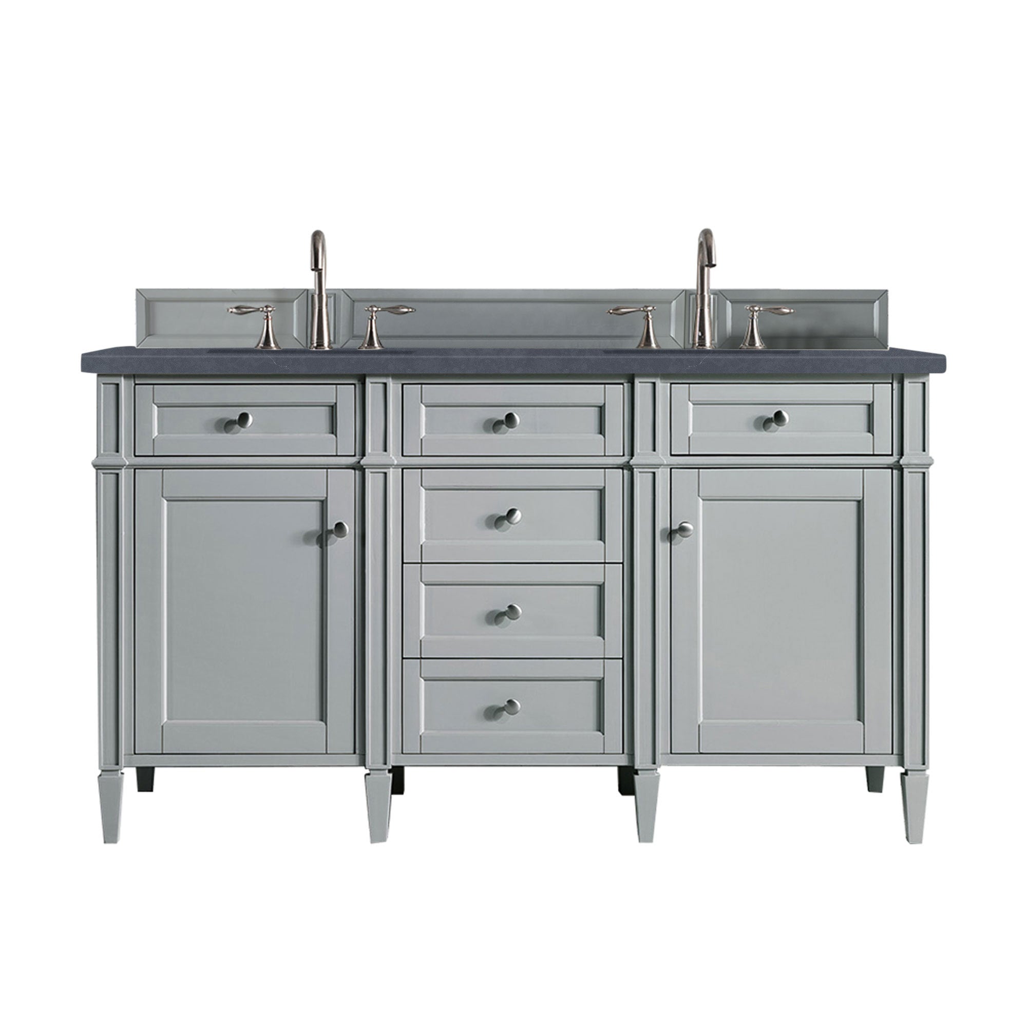 Brittany 60-Inch Urban Gray Double Bathroom Vanity with 3CM Charcoal Soapstone Quartz Countertop - Perfect for Master Bathroom Remodeling & Modern Home Decor