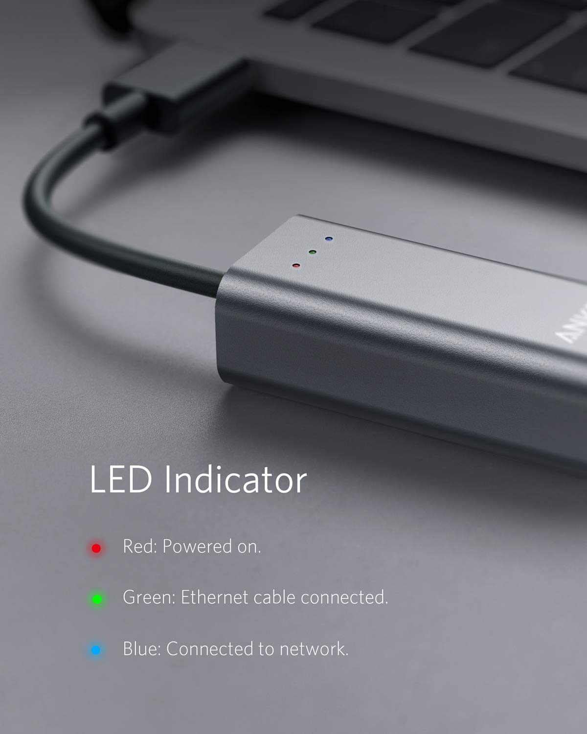 Anker USB C to Ethernet Adapter - Portable 1-Gigabit Network Hub (10/100/1000 Mbps) for MacBook Pro, iPad Pro, Chromebook, XPS, Galaxy S9/S8 - High-Speed Wired Internet Connection for Work, Gaming & Streaming