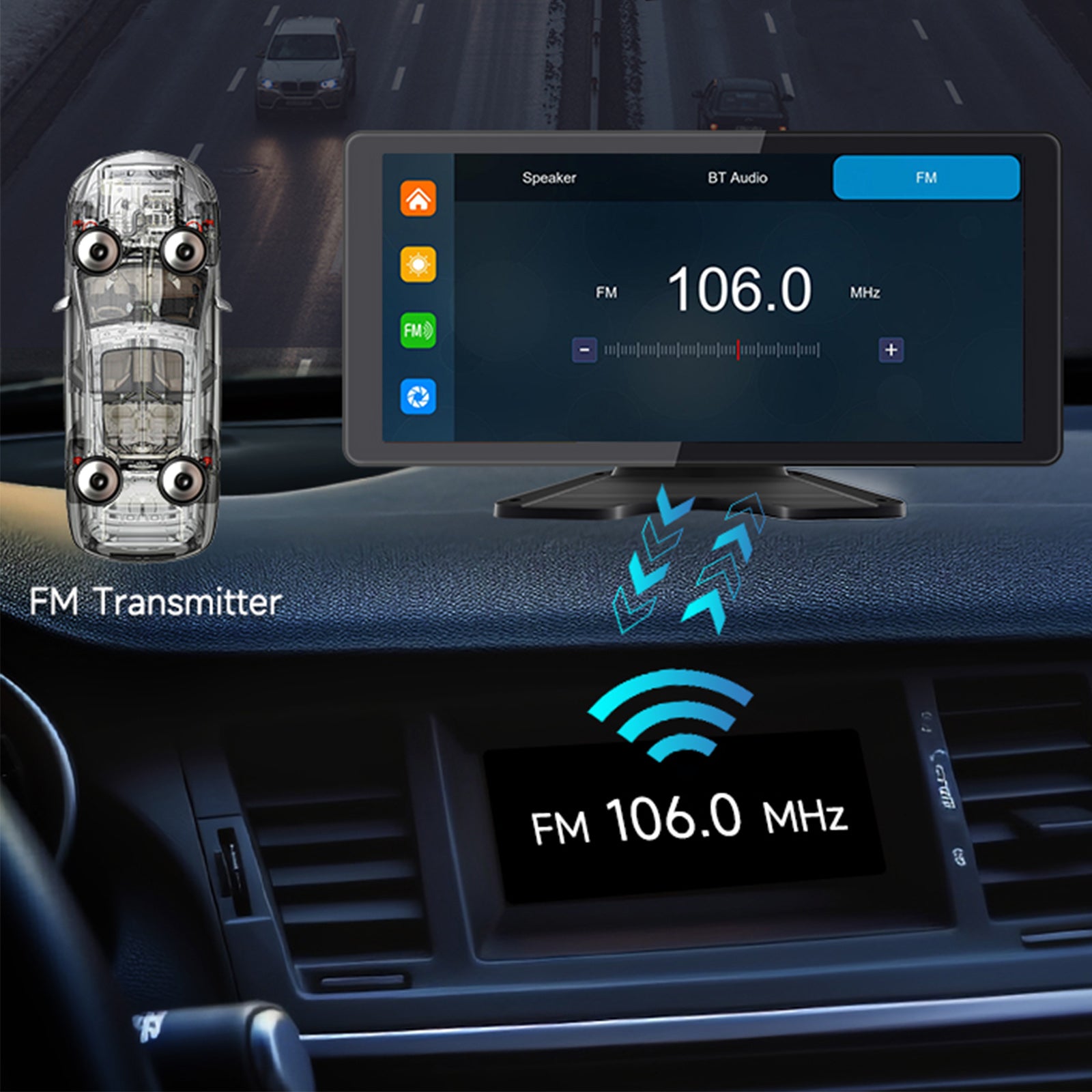 10.36 Inch IPS Quantum Touch Screen Monitor with 1600x720 Resolution & 4 Backup Cameras - HD Display for RV, Truck, Bus & Commercial Vehicles - Perfect for Navigation, Rearview Monitoring & Fleet Management