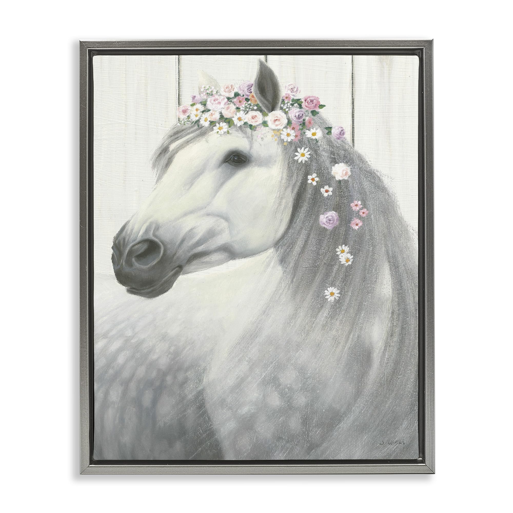 Stupell Industries Spirit Stallion Horse with Floral Crown Wall Art - James Wiens Design - Perfect for Western Home Decor, Nursery, or Equestrian Gifts