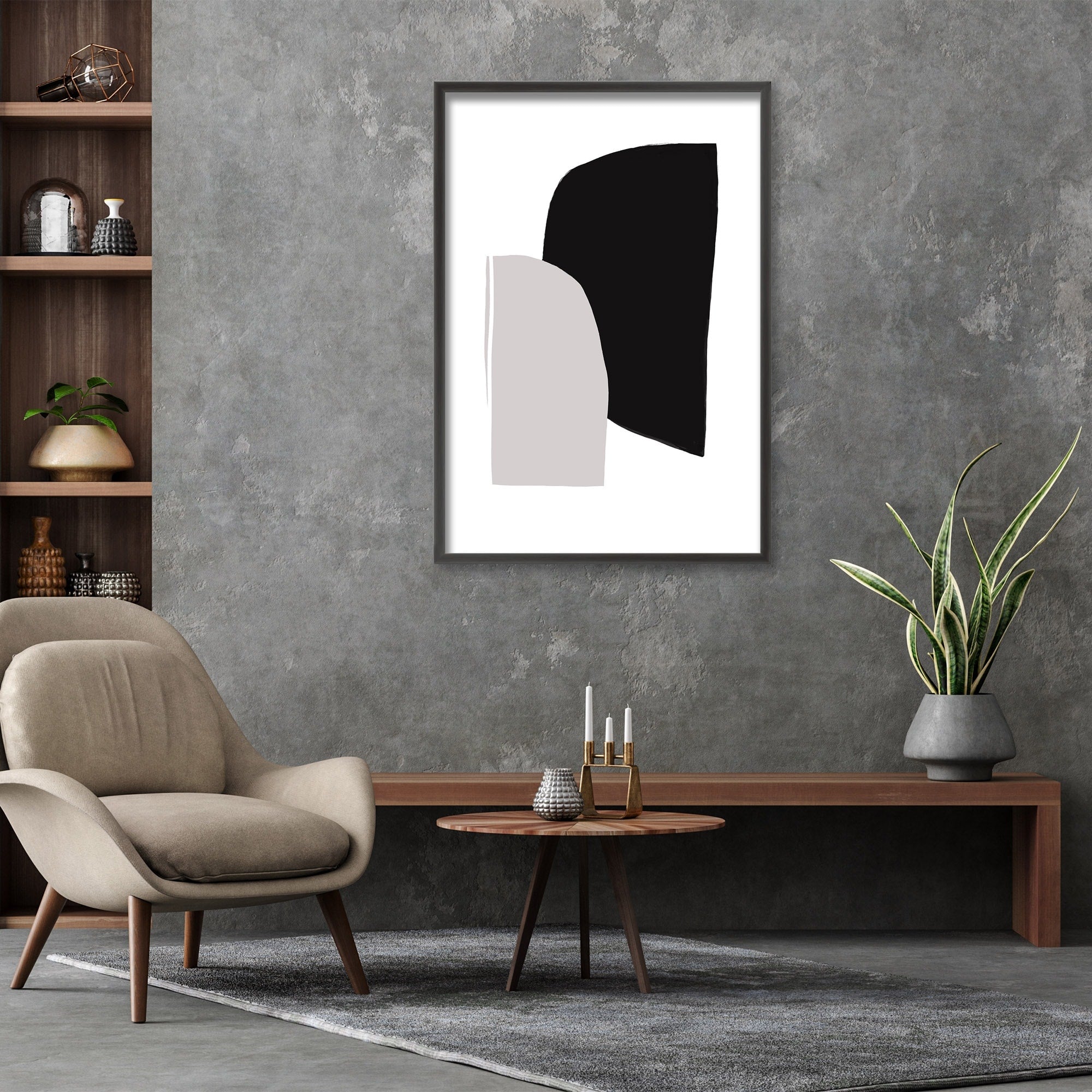 Abstract No.5 Framed Print Wall Art by Uplusmestudio - Modern Home Decor for Living Room, Bedroom & Office