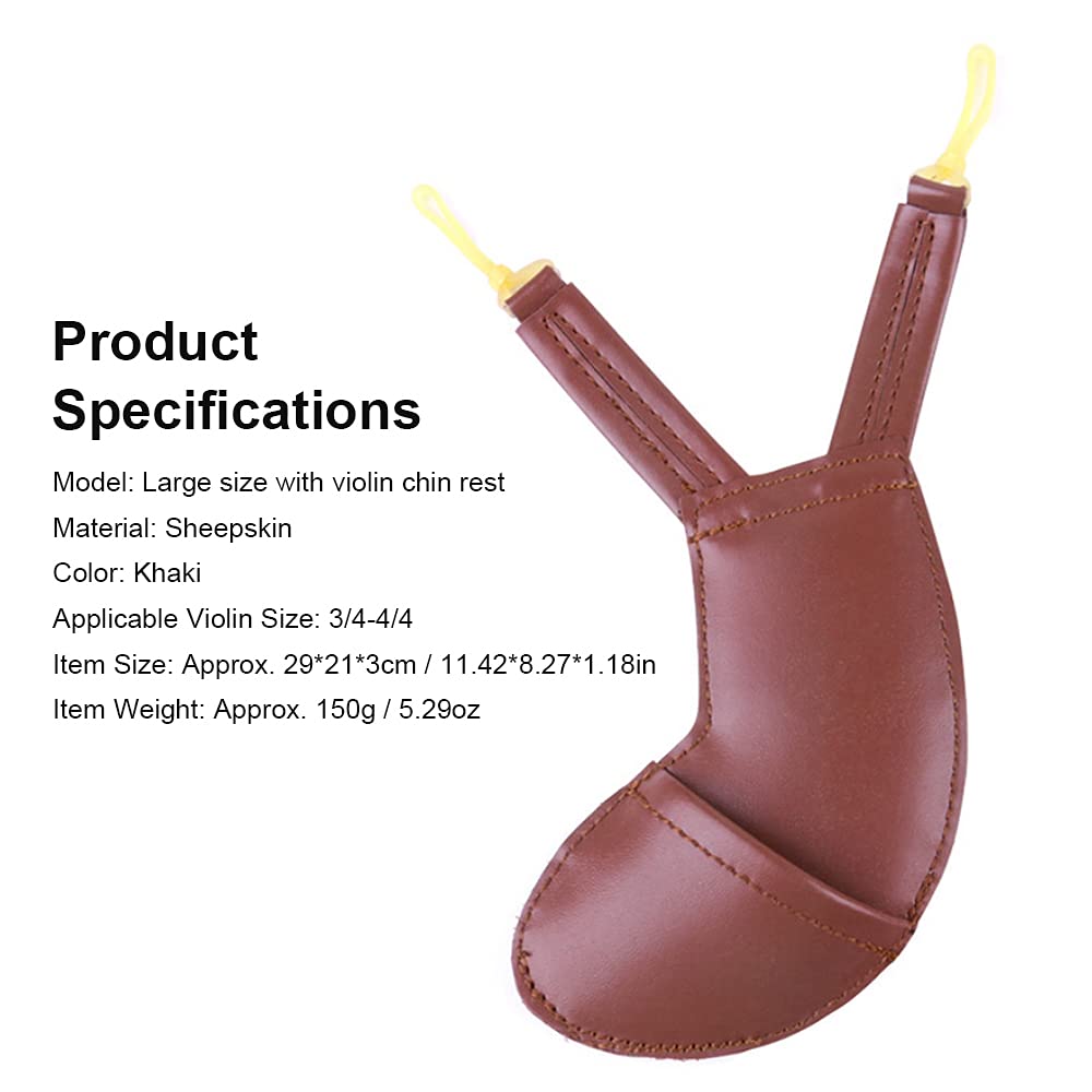 Premium Violin Shoulder Rest & Chin Rest for 3/4-4/4 Violins - Comfortable Sheepskin Shoulder Pad & Chin Pad Protector (Khaki) | Ideal for Professional Violinists & Music Students