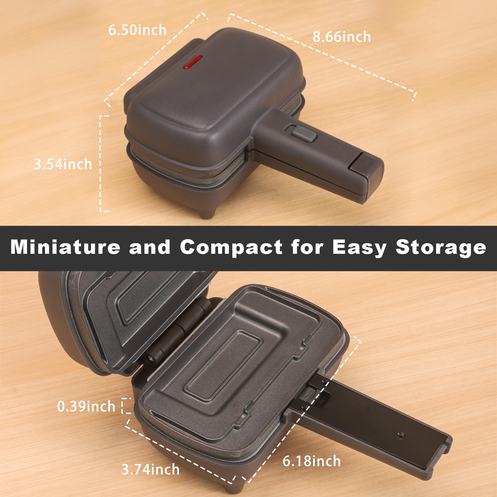 Mini Sandwich Maker with Removable Non-Stick Plates - Electric Grilled Cheese & Breakfast Sandwich Press - Portable Hot Sandwich Maker for Home, Office & Travel - Perfect for Quick Breakfast, Snacks & Lunch