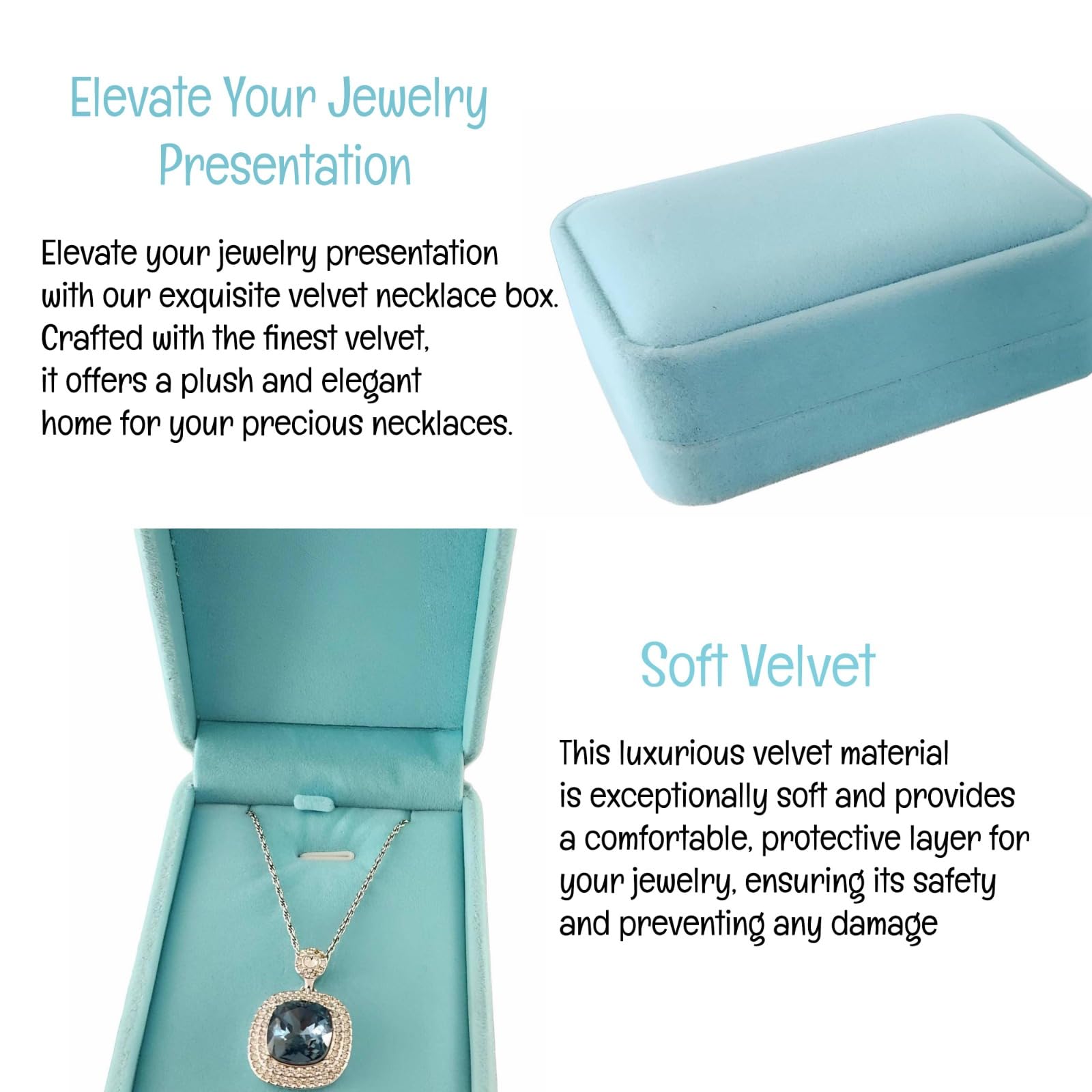 Luxury Velvet Jewelry Storage Box - Elegant Pendant & Necklace Display Case for Wedding, Proposal, Anniversary, Birthday, Valentine's Day & Christmas Gifts (Turquoise) | Perfect for Jewelry Organization & Romantic Gift Giving
