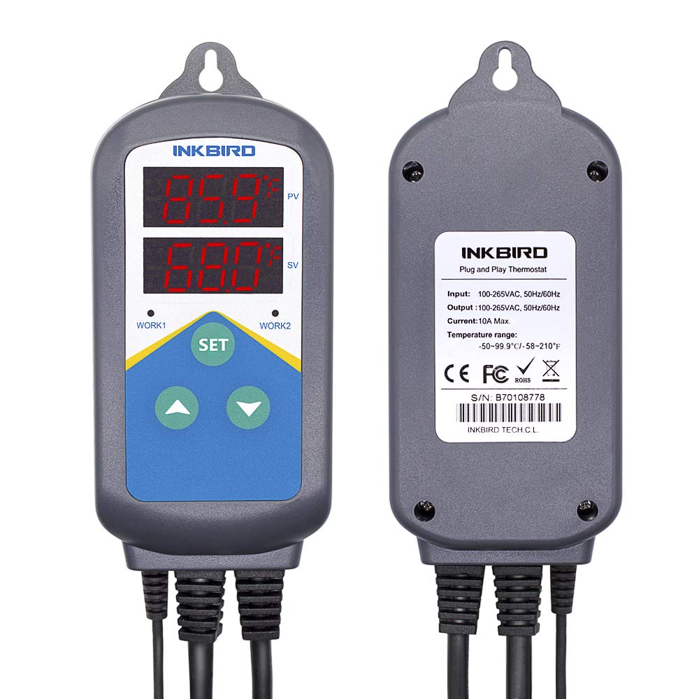 Inkbird Digital Outlet Heat Temperature Controller with Day/Night Mode - Precise Thermostat for Home Brewing, Aquarium, Reptile Breeding & Egg Incubation | Perfect for Heat Mats, Seedlings & Hydroponics