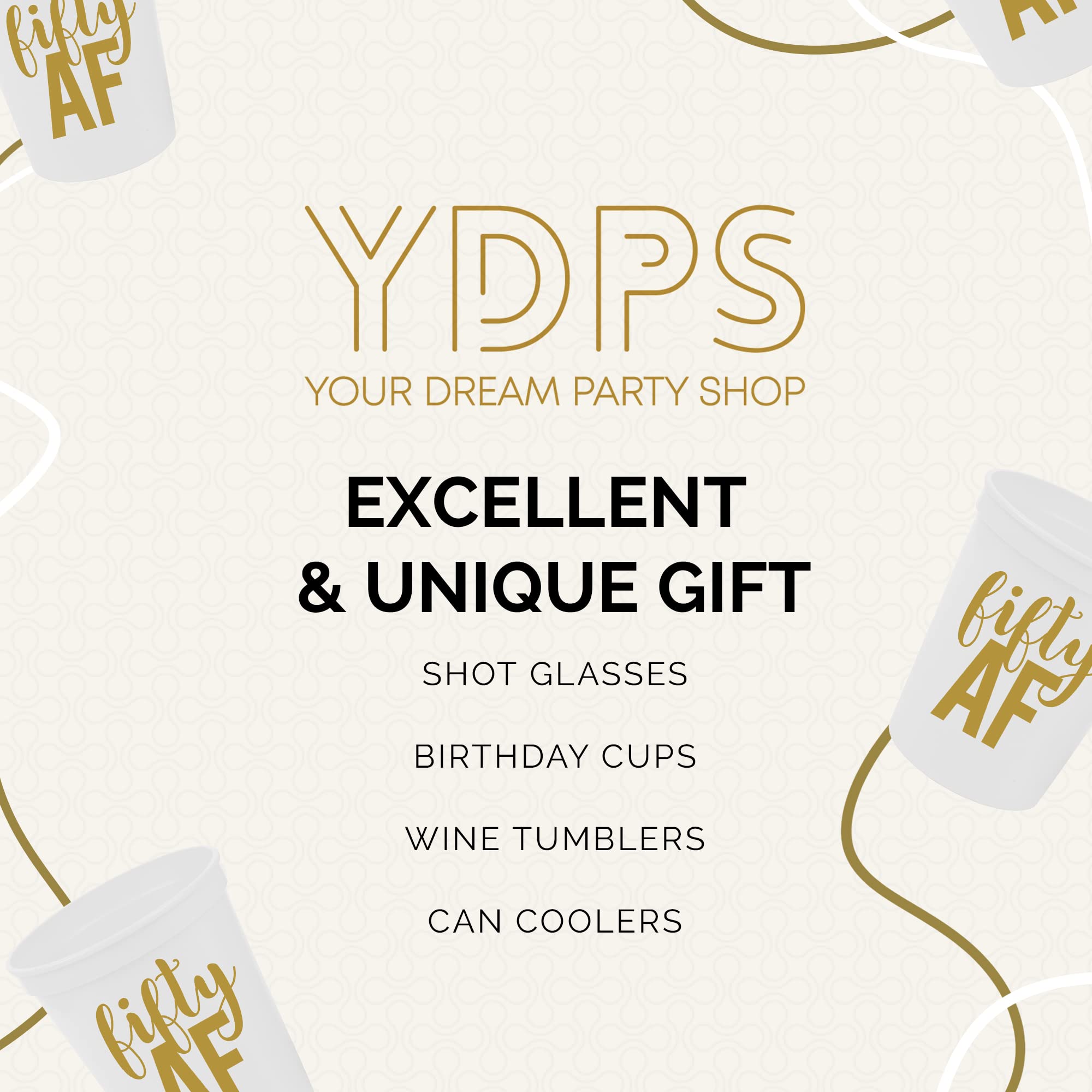50th Birthday Party Cups - Set of 12 (16oz) Black Stadium Cups with 'Fifty AF' Print - Perfect for 50th Birthday Decorations, Favors & Celebrations - Great for Beer, Cocktails & Party Drinks (White)
