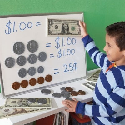 Big Money Magnetic Coins & Bills - Fun Magnetic Play Money for Kids Learning & Pretend Play - Perfect for Math Games, Classroom Rewards, and Piggy Bank Savings
