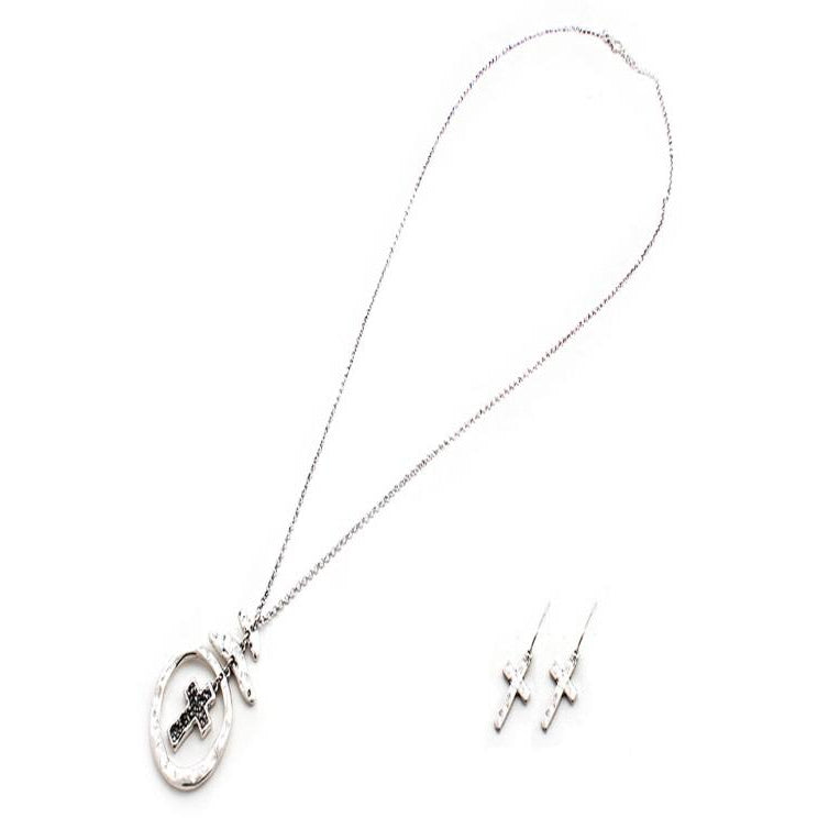 Sterling Silver Cross Pendant Necklace Set for Women - Religious Jewelry Gift for Baptism, Confirmation & Everyday Faith Wear