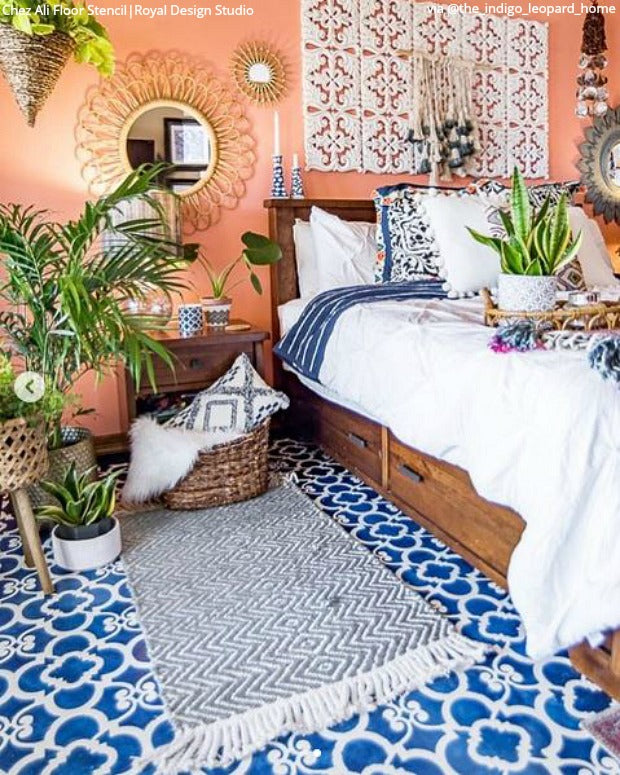 Chez Ali Moroccan Wall Stencil - Authentic Handmade Moroccan Design for Home Decor, DIY Wall Art, and Interior Painting | Perfect for Living Rooms, Bedrooms, and Accent Walls