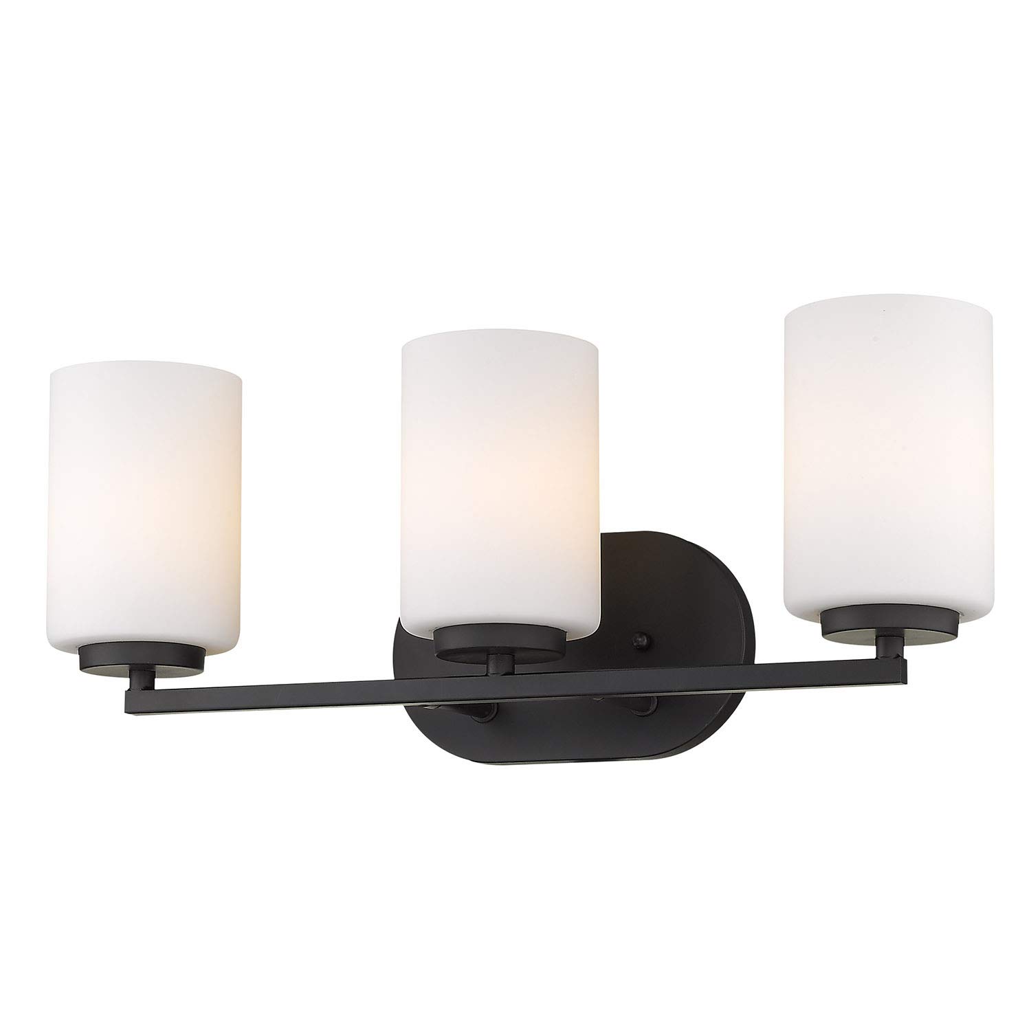 Golden Lighting 2243-BA3 BLK-OP Manhattan Matte Black Bathroom Light Fixture - Modern Vanity Lighting for Bathroom, Powder Room & Dressing Area