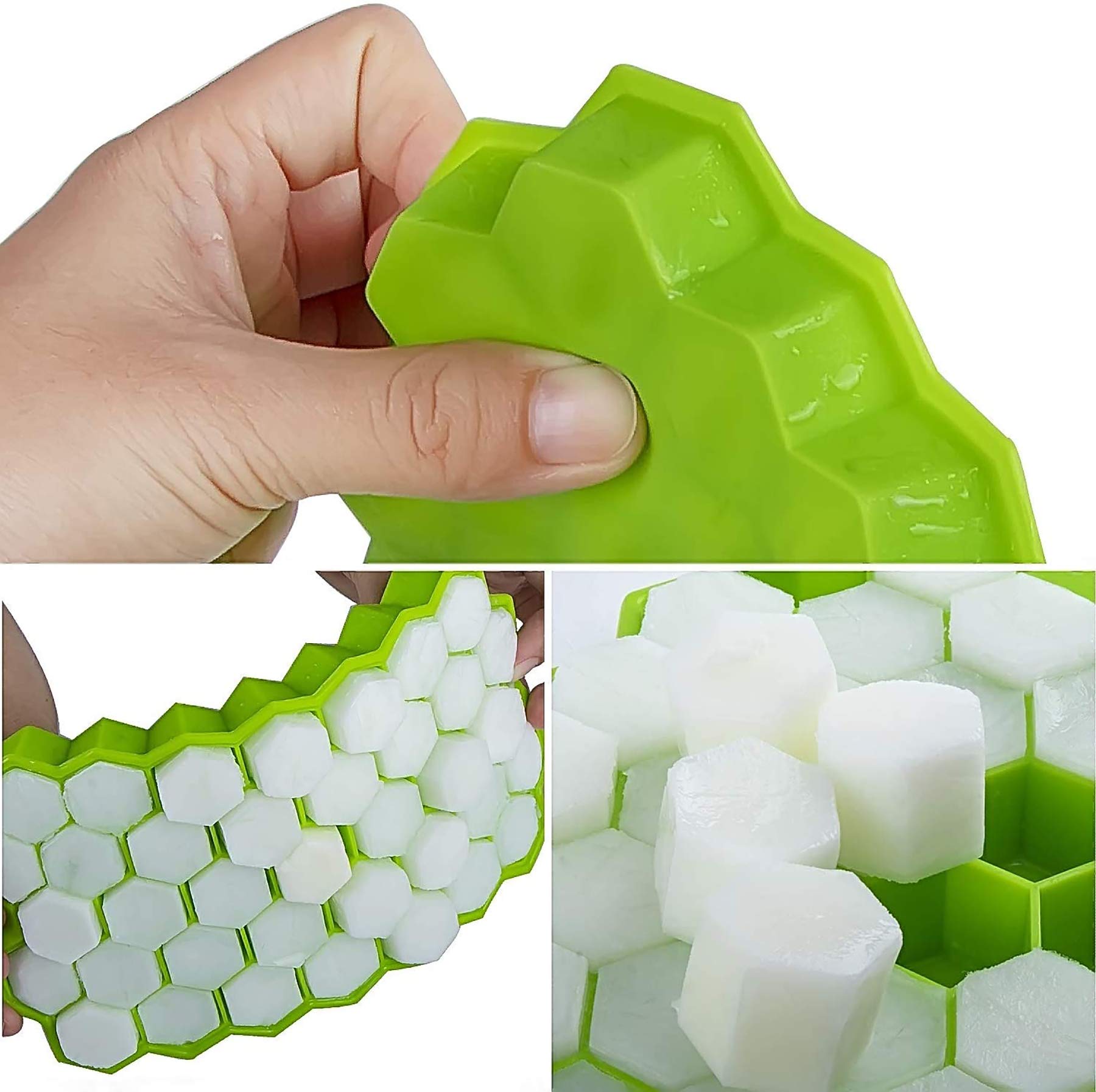 Flexible Silicone Ice Cube Trays with Lids - 2 Pack (74 Cubes Total) - Perfect for Chilled Drinks, Whiskey, Cocktails & Home Bars - BPA-Free, Non-Stick, Easy Release Ice Mold for Parties & Entertaining