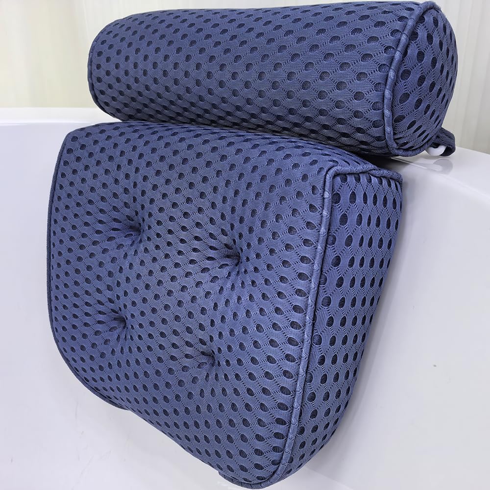 Luxury Bath Pillow for Tub - Head & Neck Support, Soft Spacer Mesh with Suction Cups - Relaxing Spa Experience