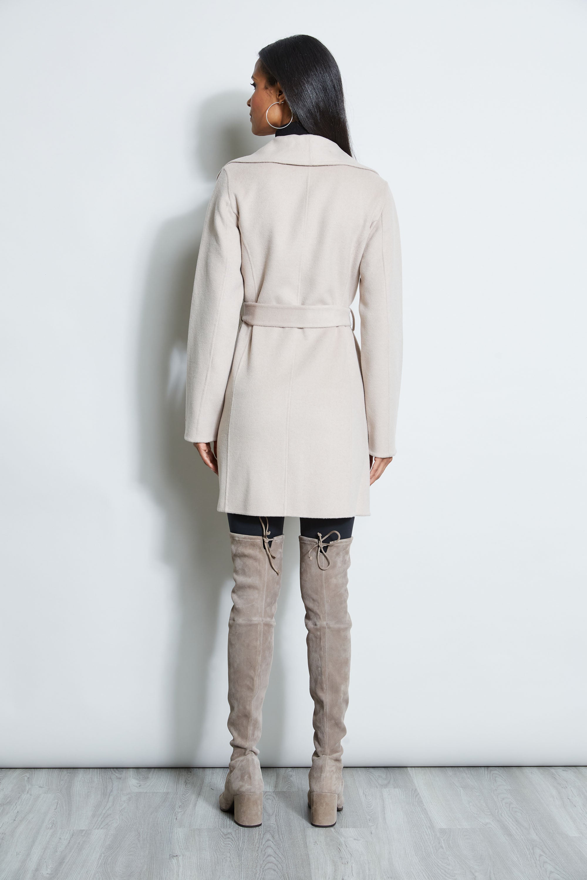 Tahari Women's Double-Faced Wool Wrap Coat - Elegant Winter Outerwear for Office & Evening Events