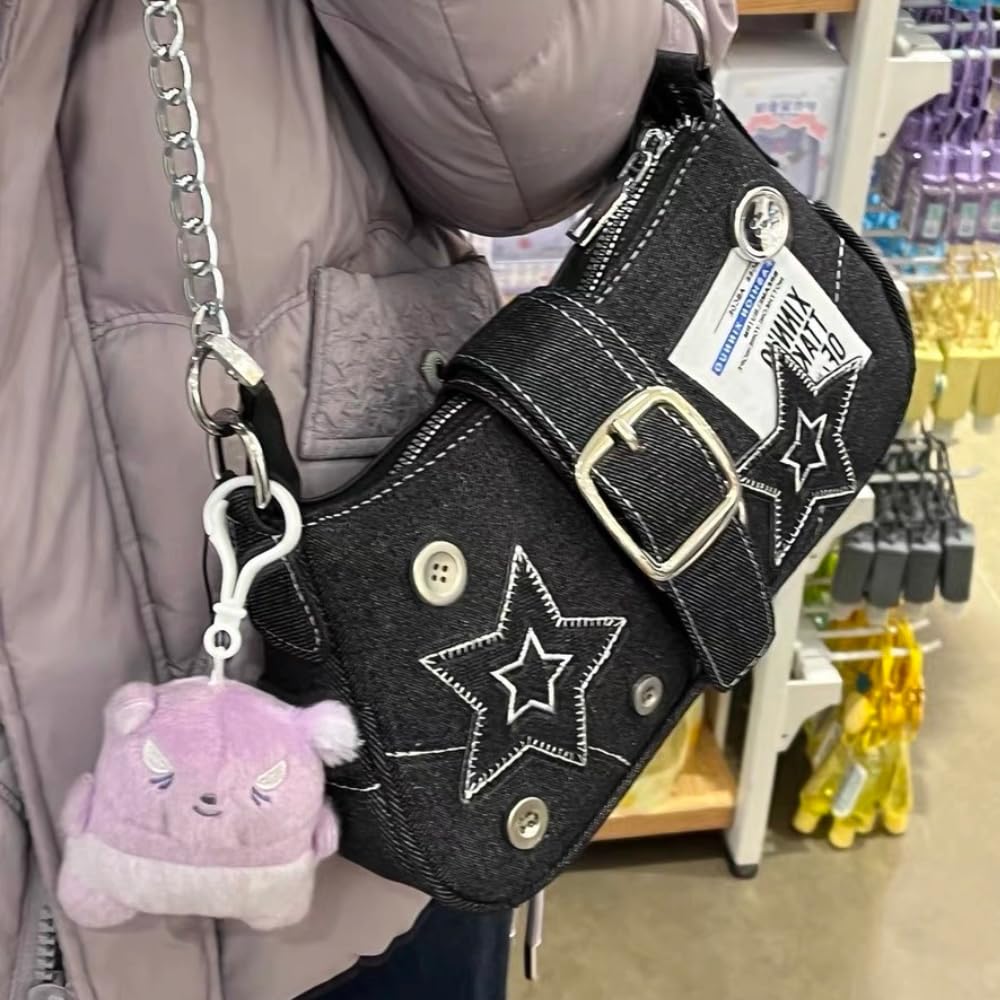 Trendy Grunge Hobo Bag for Women - Vintage Y2K Fairy Grunge Shoulder Bag & Crossbody Purse | Perfect for Concerts, Festivals & Boho Outfits