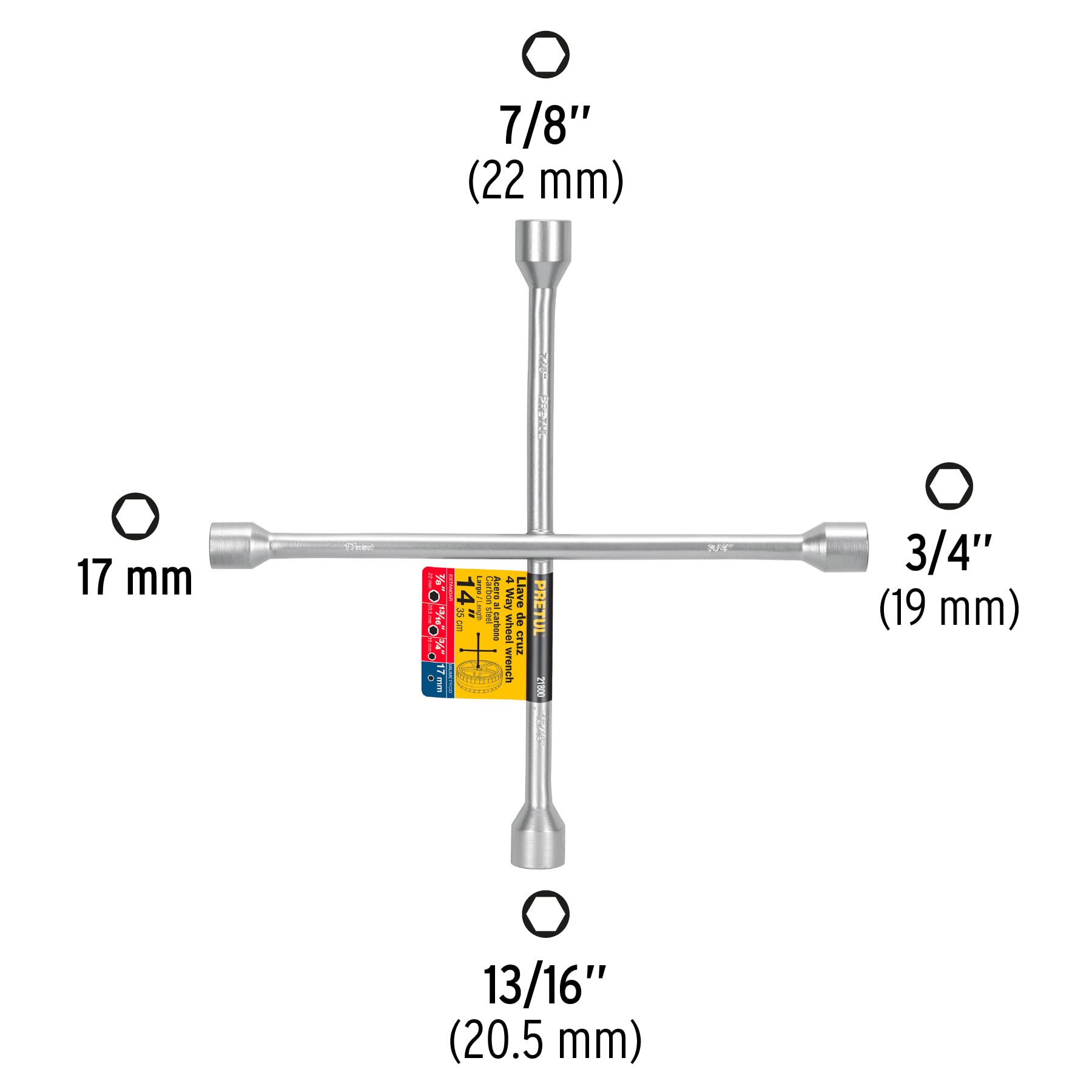 14-Inch Pretul Car Tire Iron - Heavy Duty Lug Wrench for Emergency Roadside Tire Changes & Auto Repair (Ideal for Trucks, SUVs & Sedans)