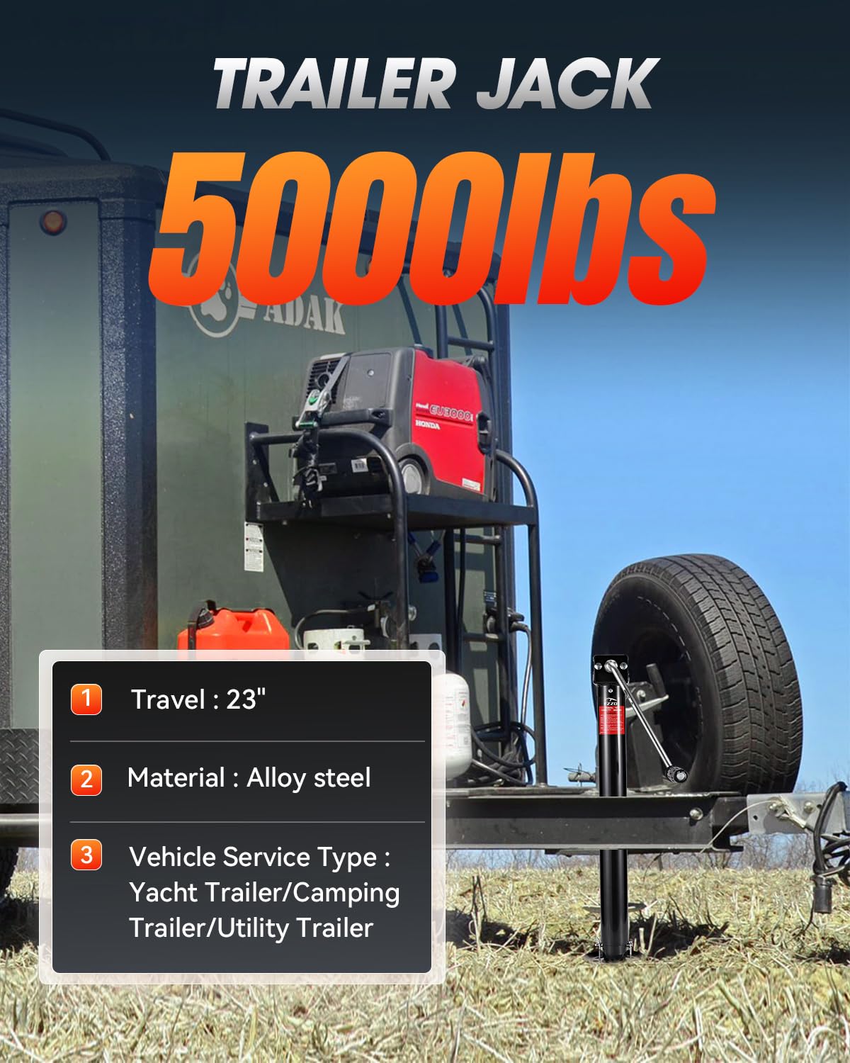 5000 lbs Heavy Duty A-Frame Trailer Jack with 23