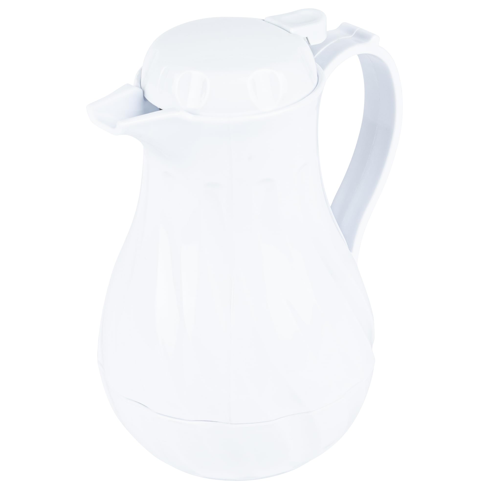 20oz Insulated Coffee Carafes with Push-Button Lid - Set of 10 White Plastic Coffee Servers with Swirl Design & Built-in Handle - Perfect for Restaurants, Cafes & Catering Events